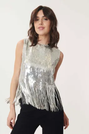 Magdalena Sequin Top - Silver