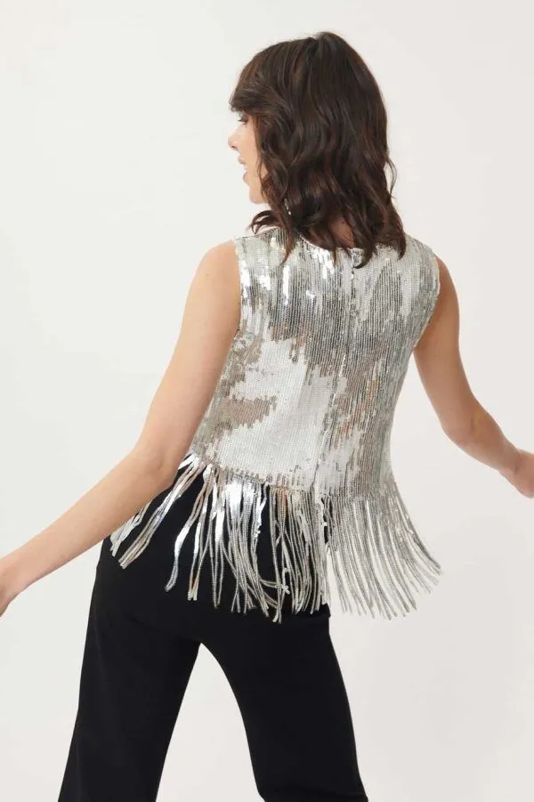 Magdalena Sequin Top - Silver