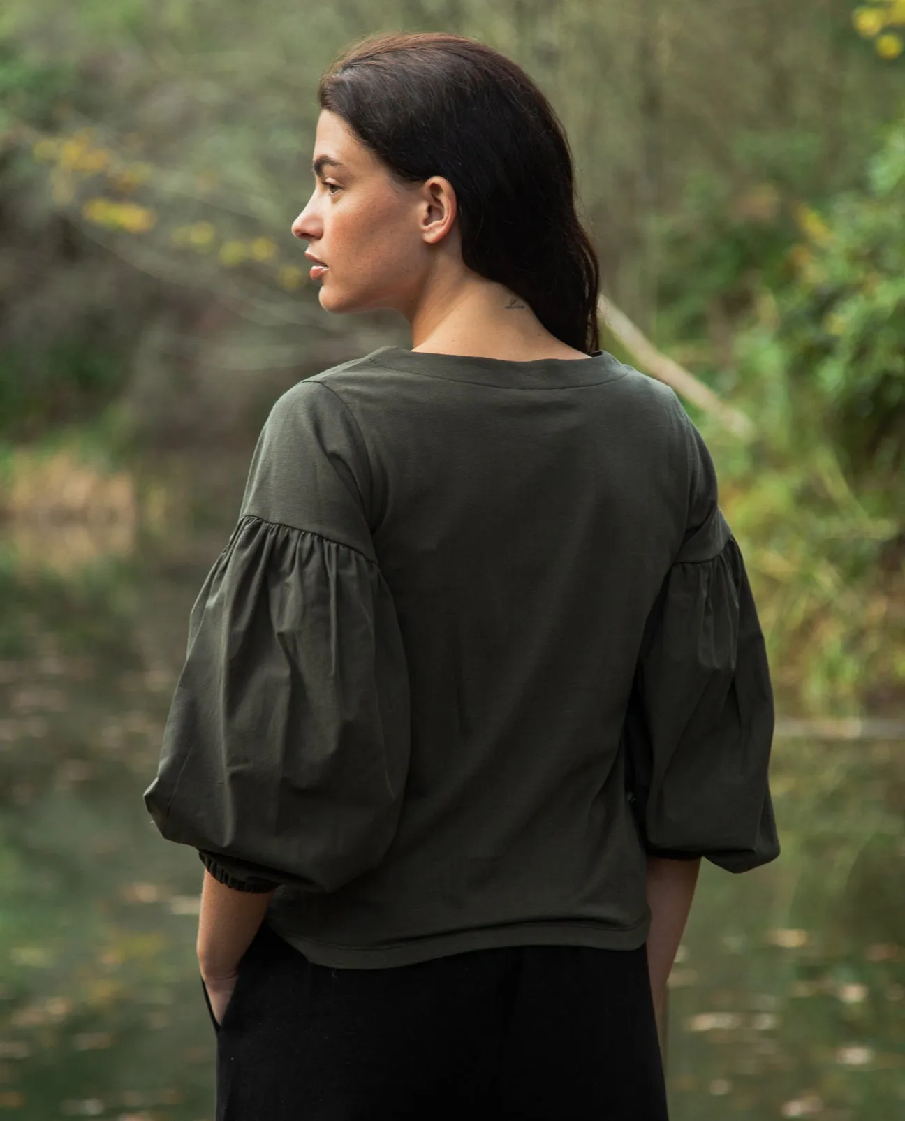 Martha Organic Cotton Top in Rosin Green