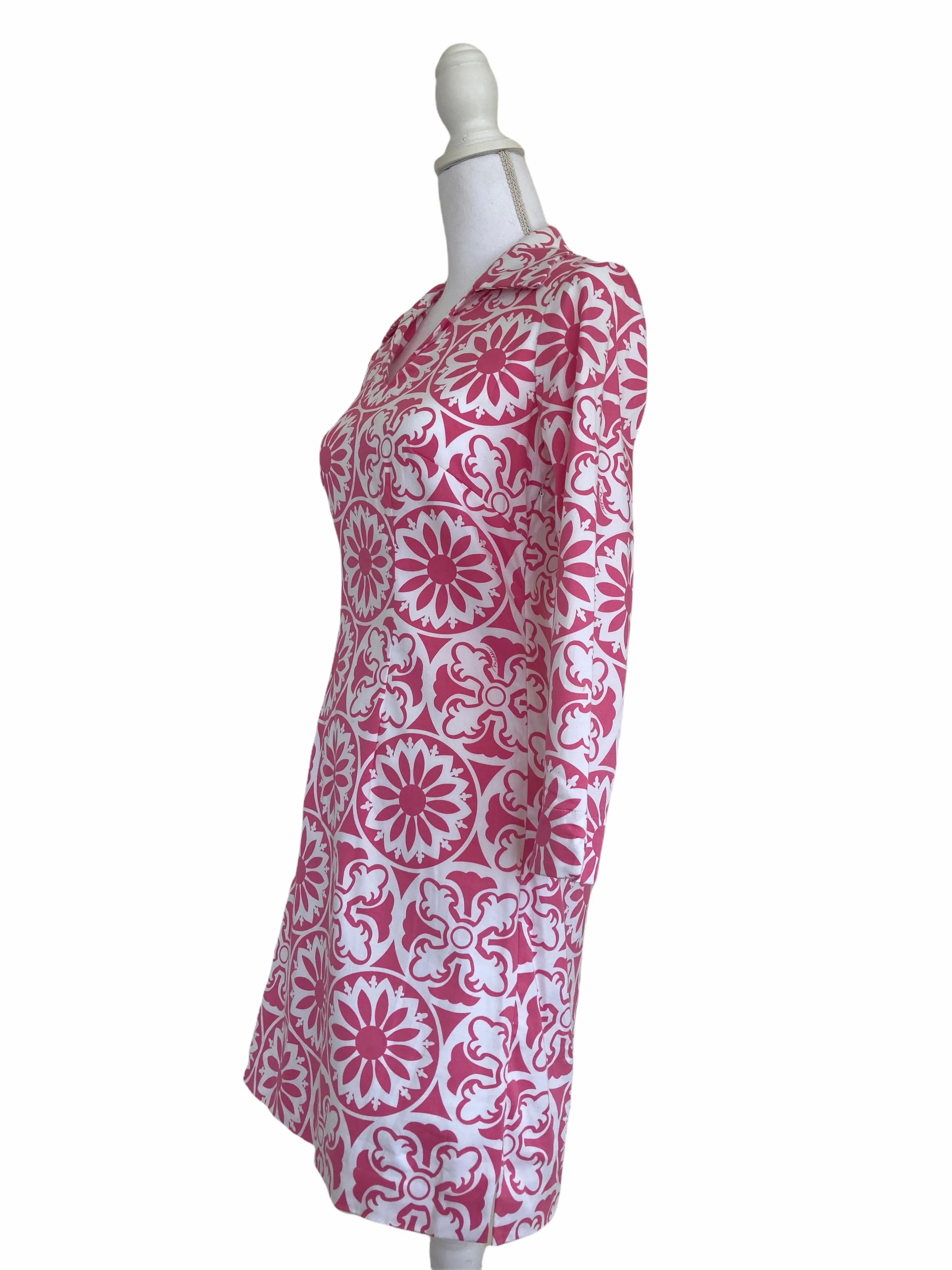 Melly M Pink and White Pattern Collar Dress, 2