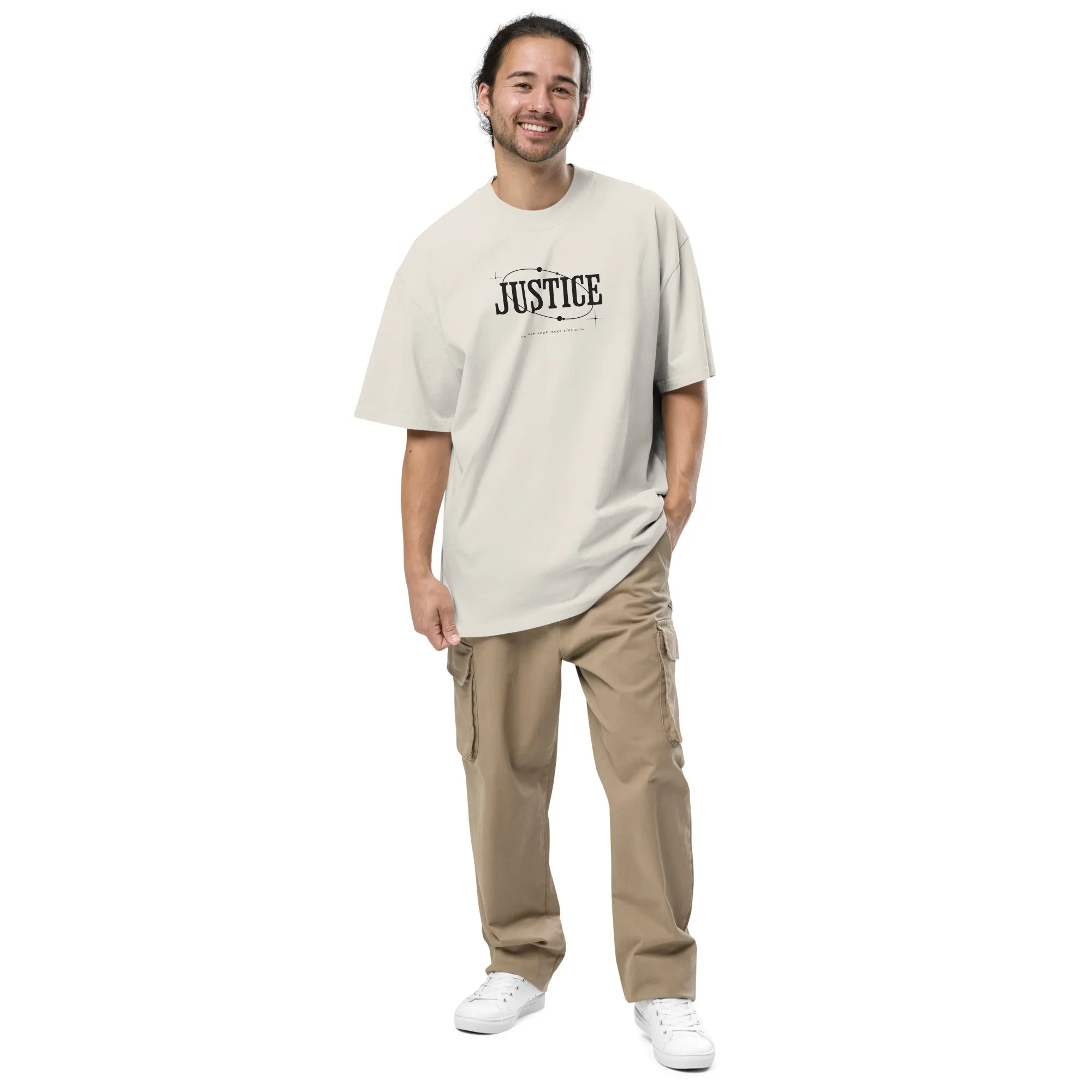 Men's Angelic Justice Theme Oversized Faded T-shirt