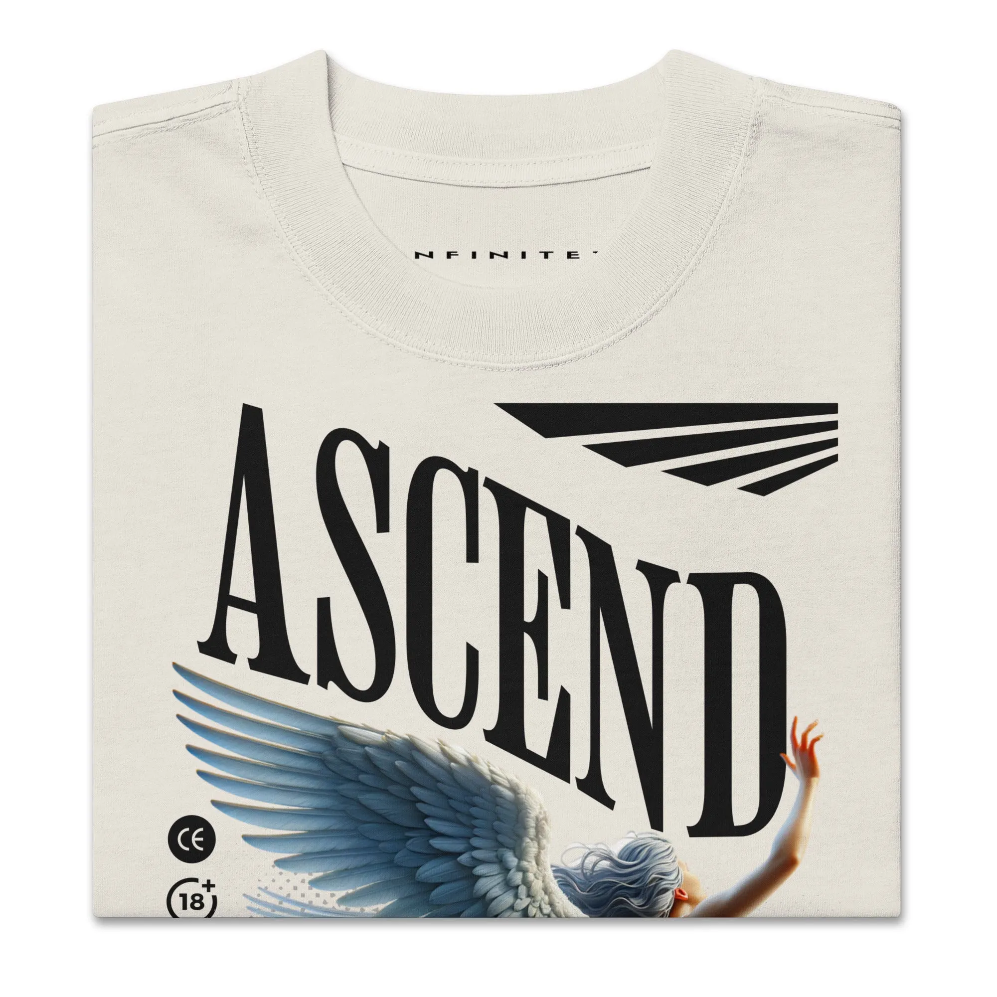 Men's Ascended Angel Urban Streetwear Oversized Faded T-shirt