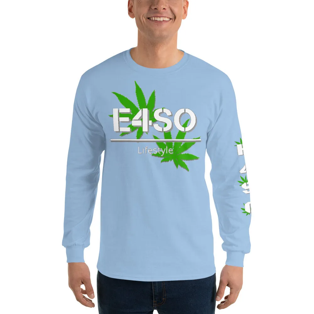 Men’s Long Sleeve White Print E4SO Shirt