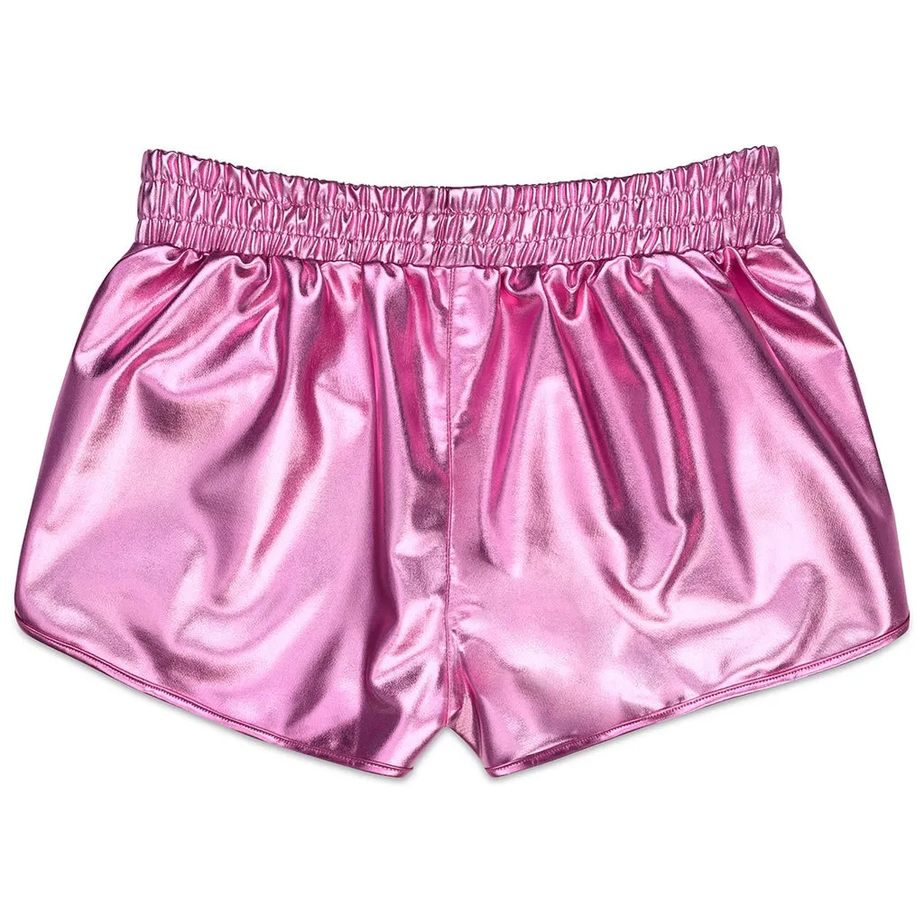 metallic shorts | pink