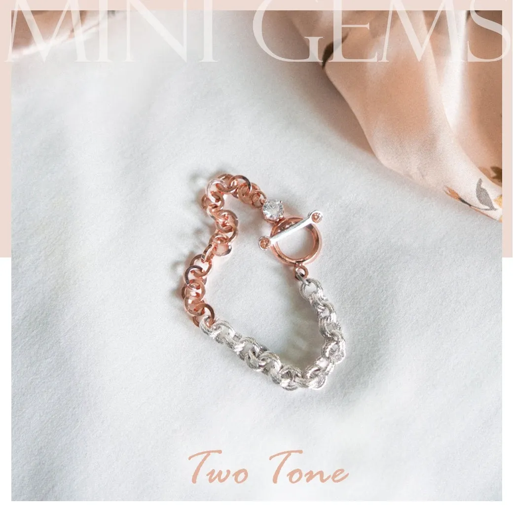 Mini Gems Two Tone Bracelet [Pink/White gold]