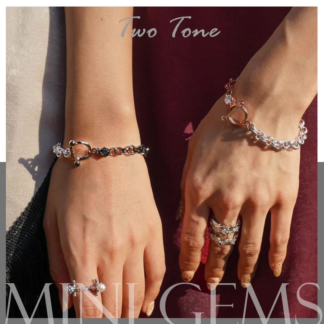 Mini Gems Two Tone Bracelet [Pink/White gold]