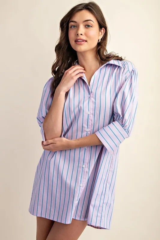 Mini Shirt Dress - Pink