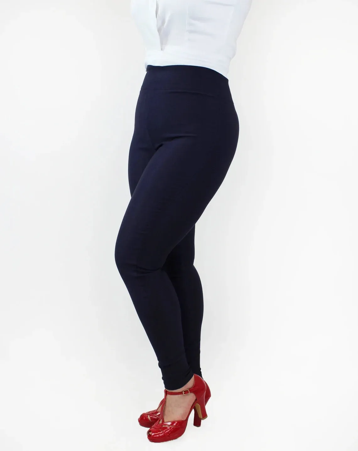 Navy Pin Up High Waist Cigarette Pants #NCP