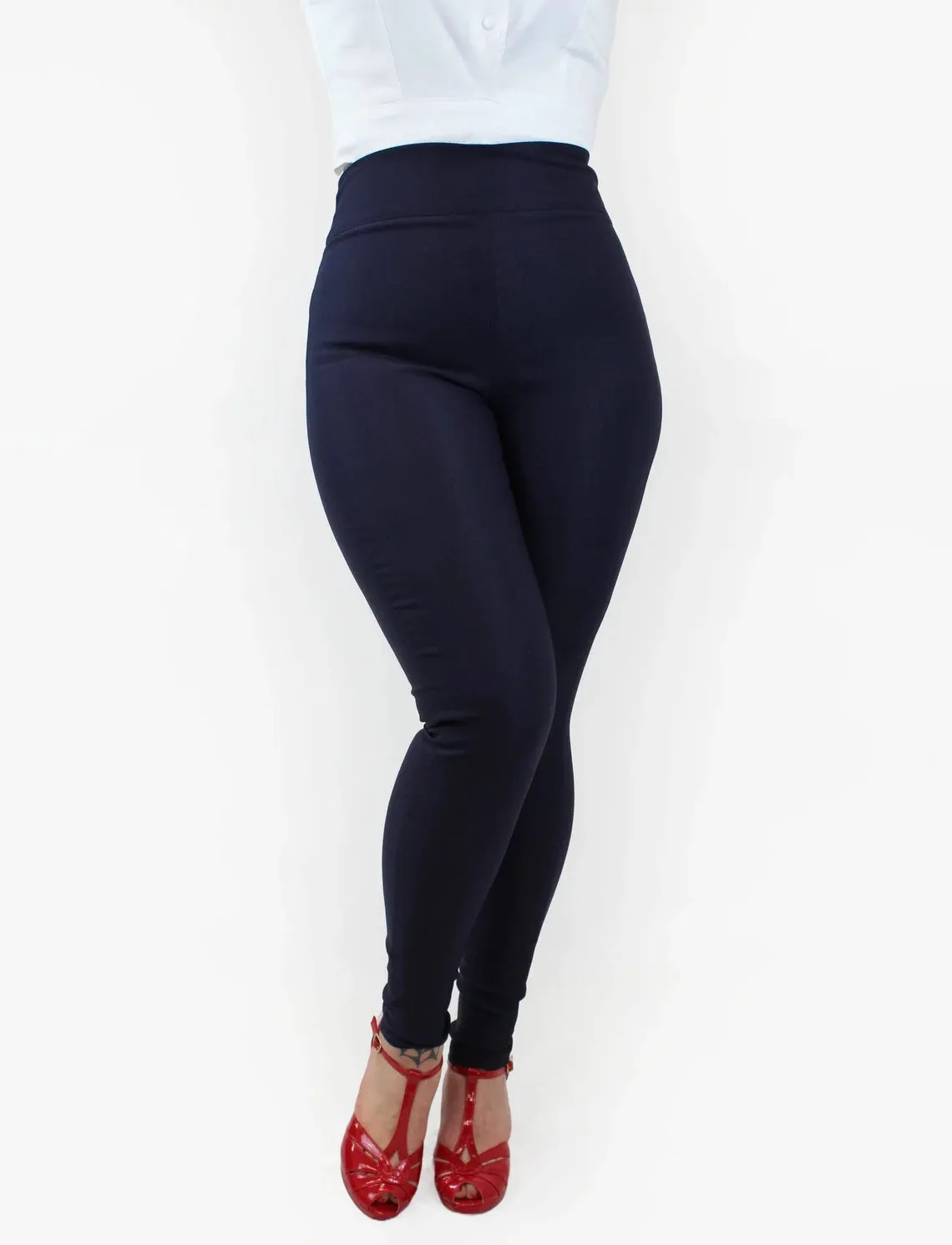 Navy Pin Up High Waist Cigarette Pants #NCP