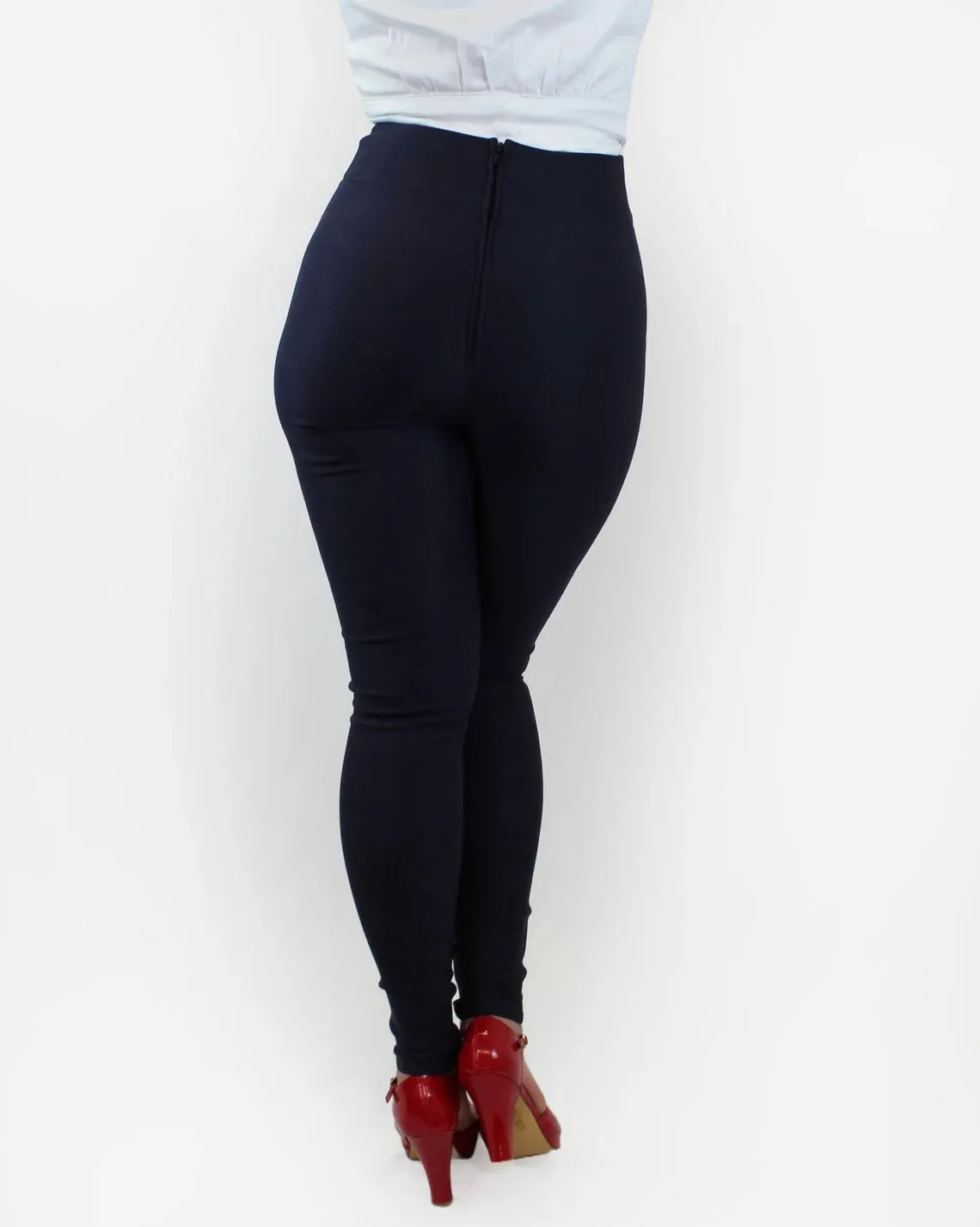 Navy Pin Up High Waist Cigarette Pants #NCP