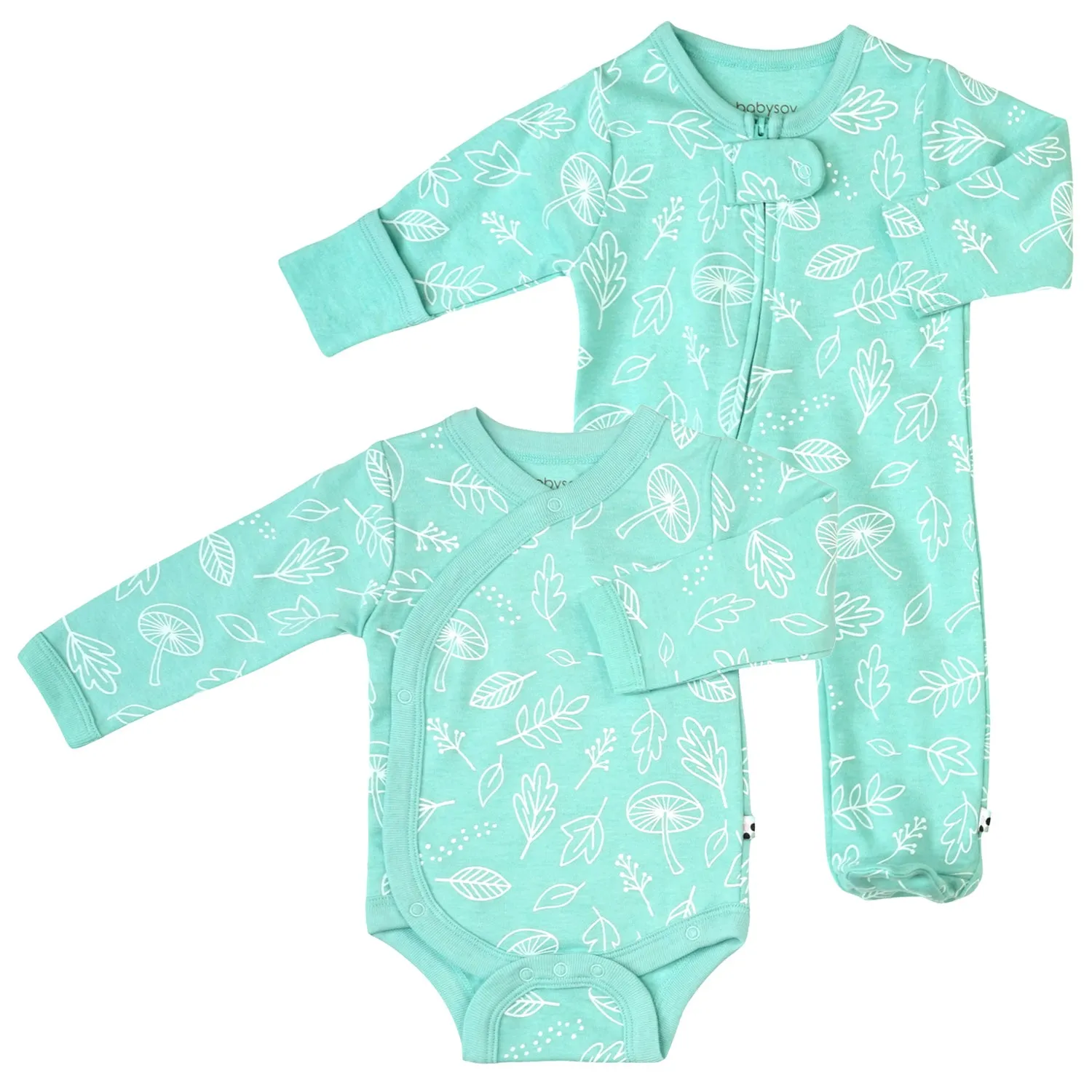 Newborn Baby Organic Sleeper Footie Kimono Bodysuit Set