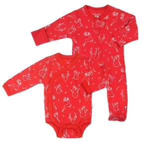 Newborn Baby Organic Sleeper Footie Kimono Bodysuit Set