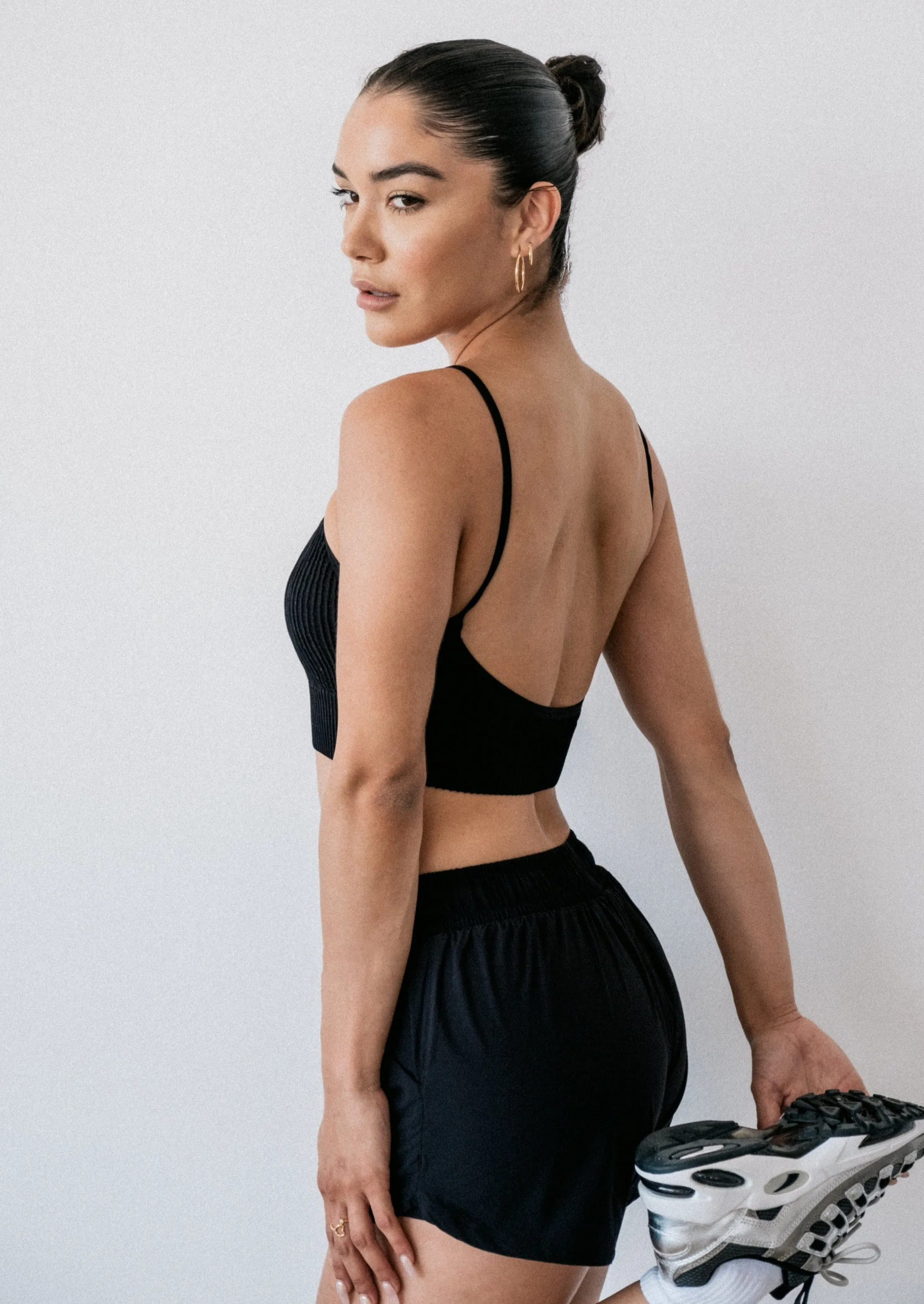 Noho Open Back Textured Crop Black