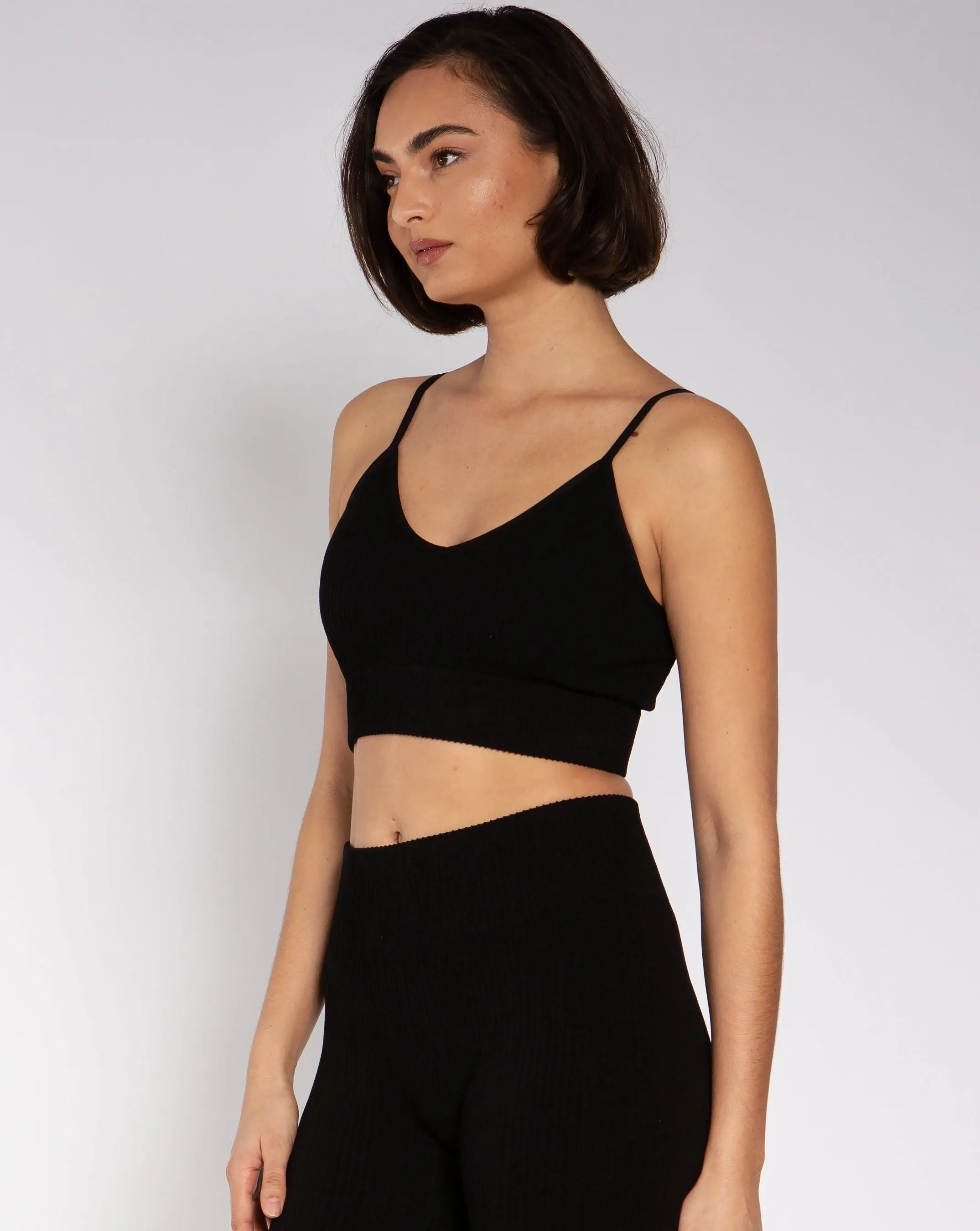 Noho Open Back Textured Crop Black