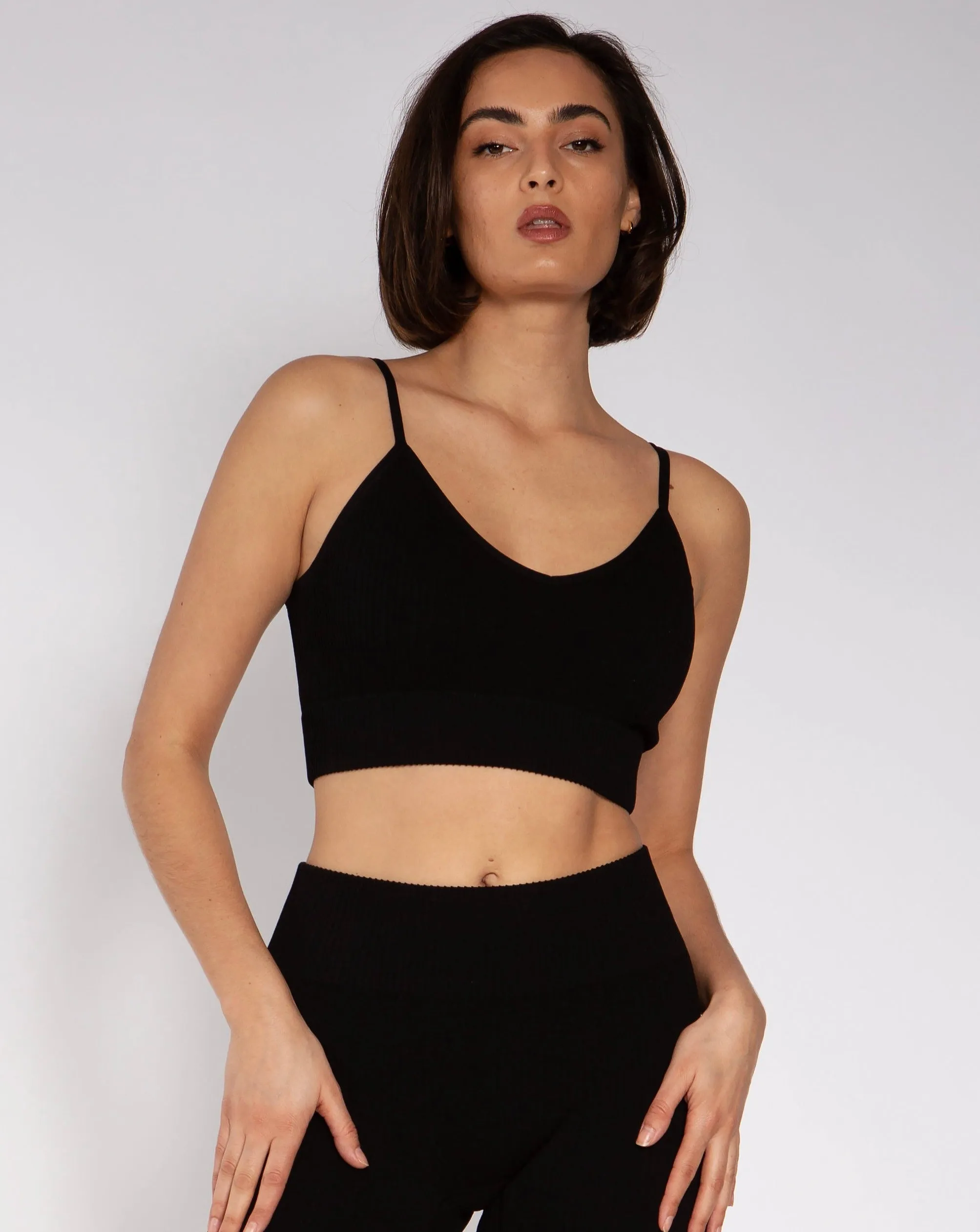 Noho Open Back Textured Crop Black