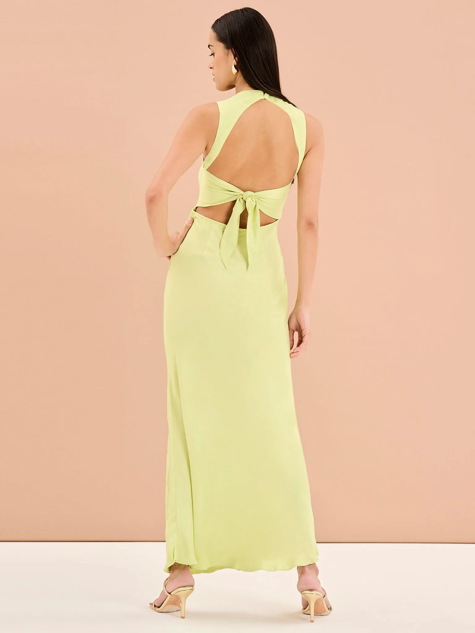 Nova Tie Back Dress in Lime