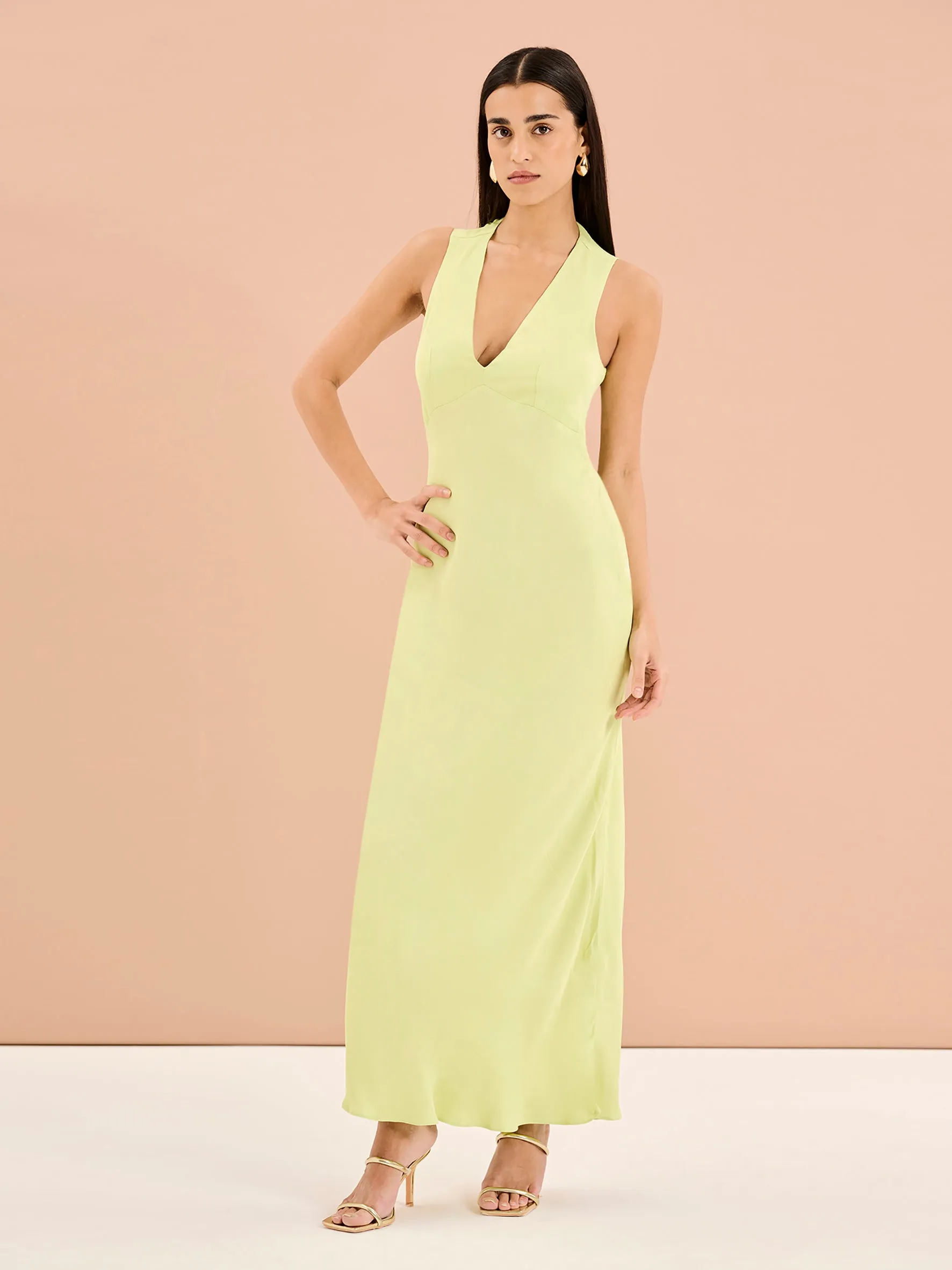 Nova Tie Back Dress in Lime