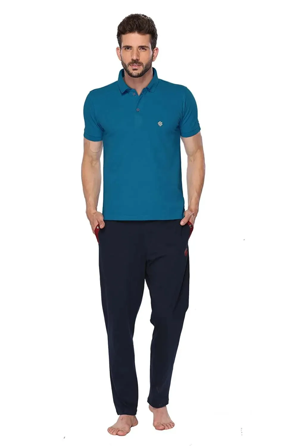 ONN Men's Cotton Polo T-Shirt (Pack of 2) in Solid Bright Blue-Mustard colours