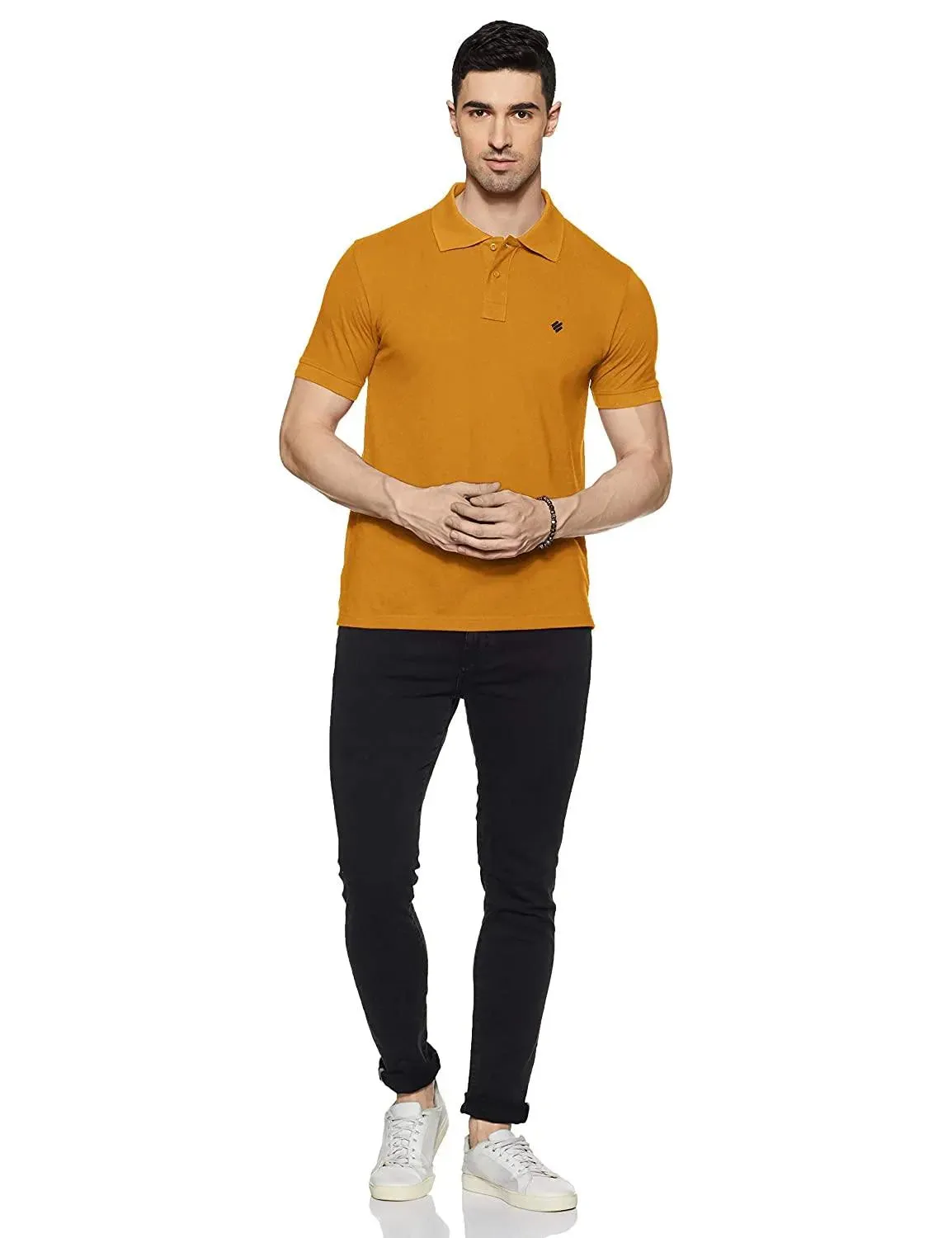 ONN Men's Cotton Polo T-Shirt (Pack of 2) in Solid Bright Blue-Mustard colours