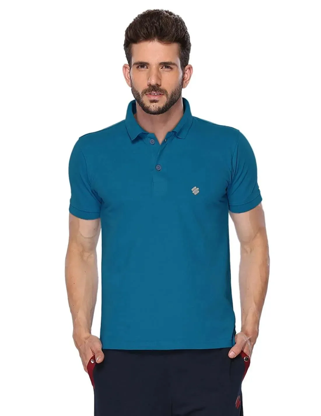 ONN Men's Cotton Polo T-Shirt (Pack of 2) in Solid Bright Blue-Mustard colours