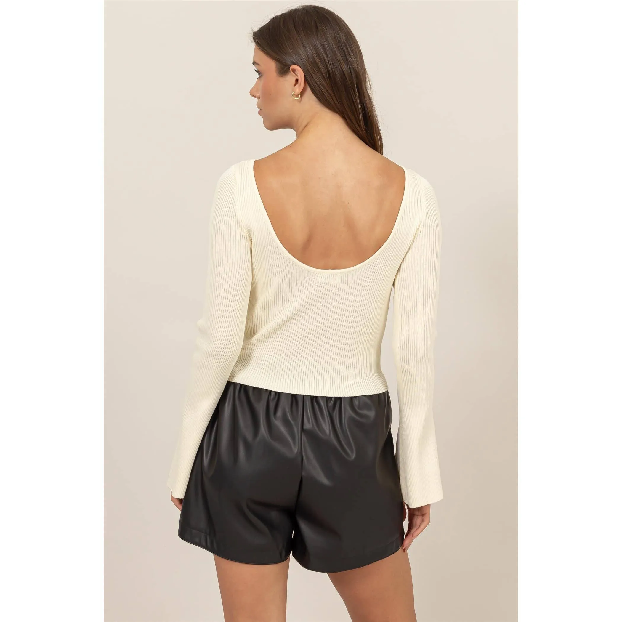 OPEN-BACK RIBBED KNIT TOP