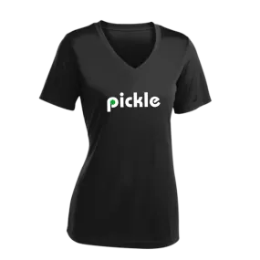 Pickle (Customizable) | Women's Short Sleeve V-Neck Pickleball Shirts | 100% Polyester