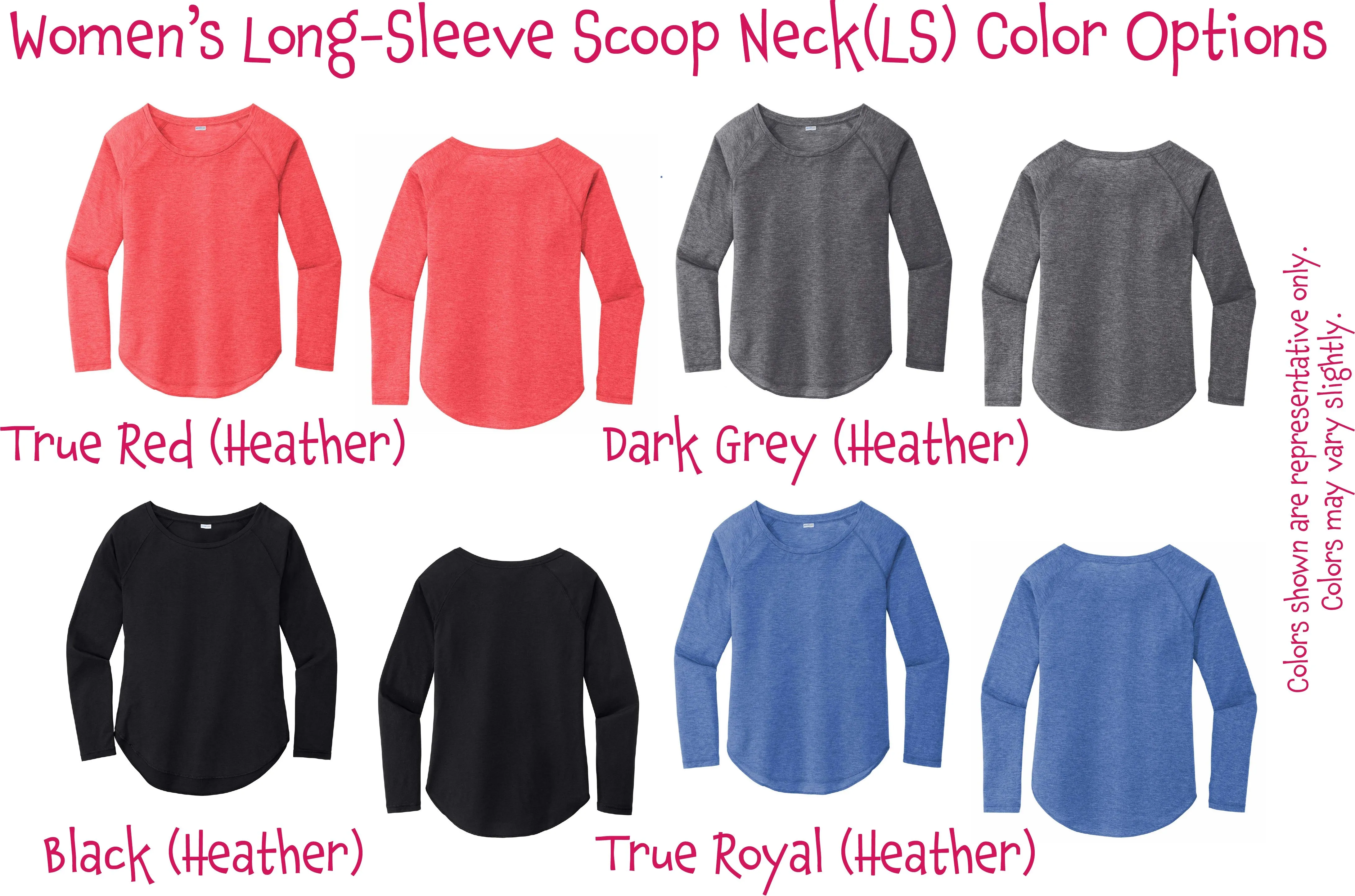 Pickleball Heart | Women's Long Sleeve Scoop Neck Pickleball Shirts | 75/13/12 poly/cotton/rayon