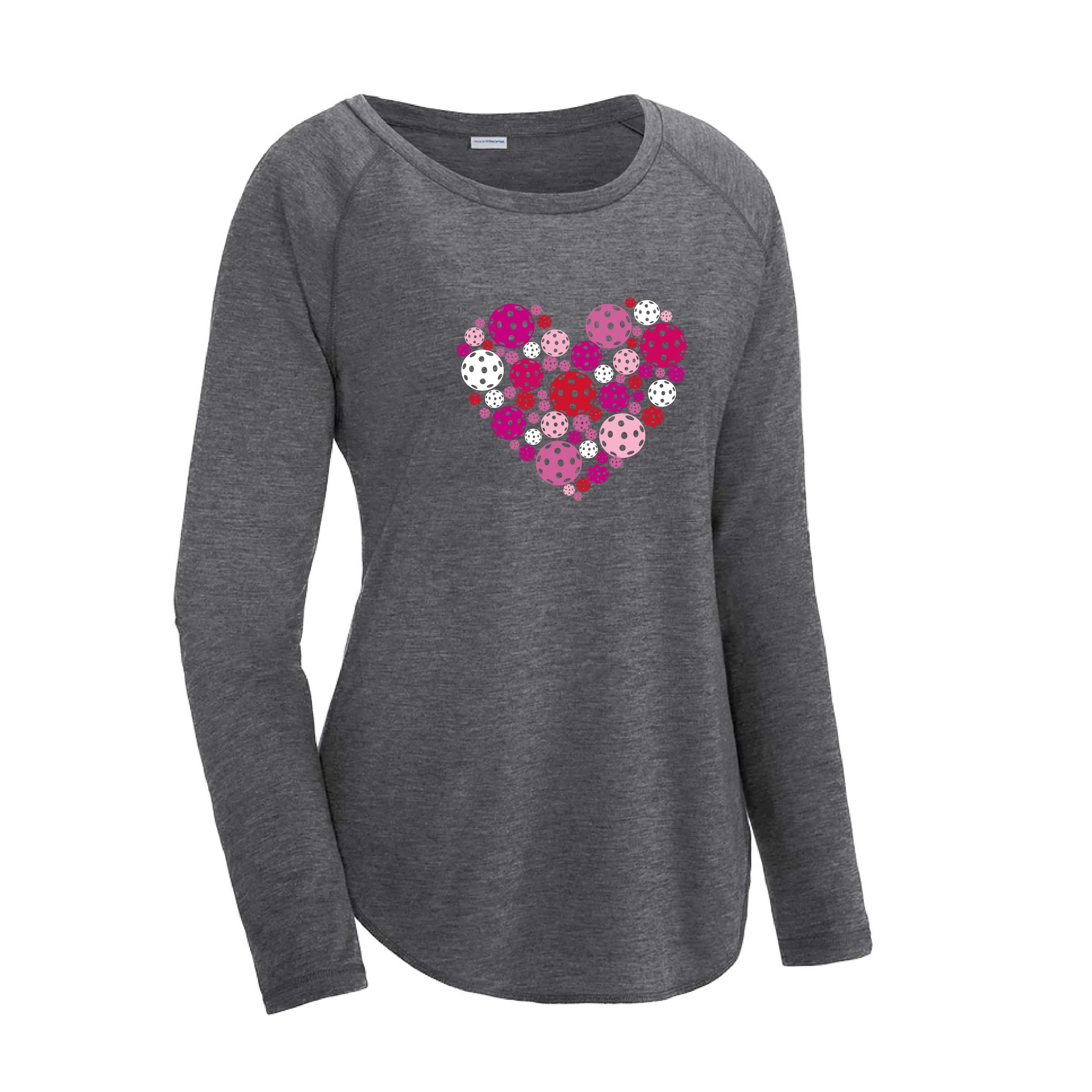 Pickleball Heart | Women's Long Sleeve Scoop Neck Pickleball Shirts | 75/13/12 poly/cotton/rayon