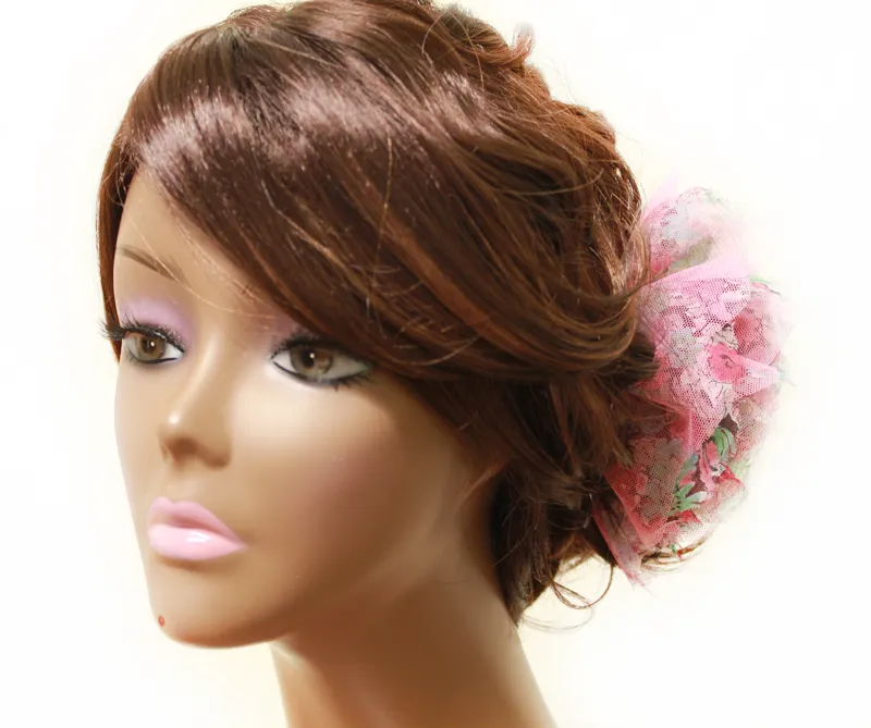 Pink Big Flower Cossage Headpiece