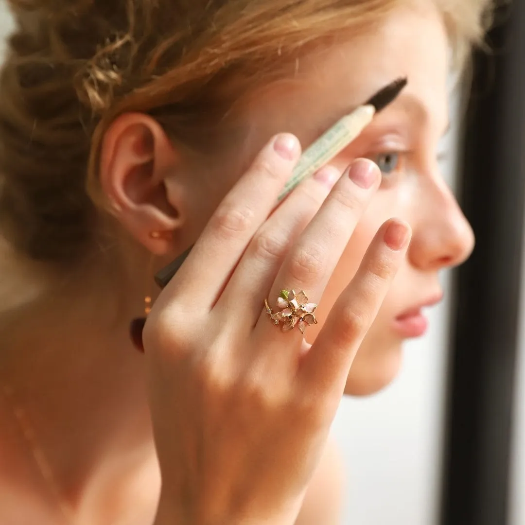 Pink Flower Open Ring