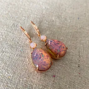 Pink Glass Opal Earrings