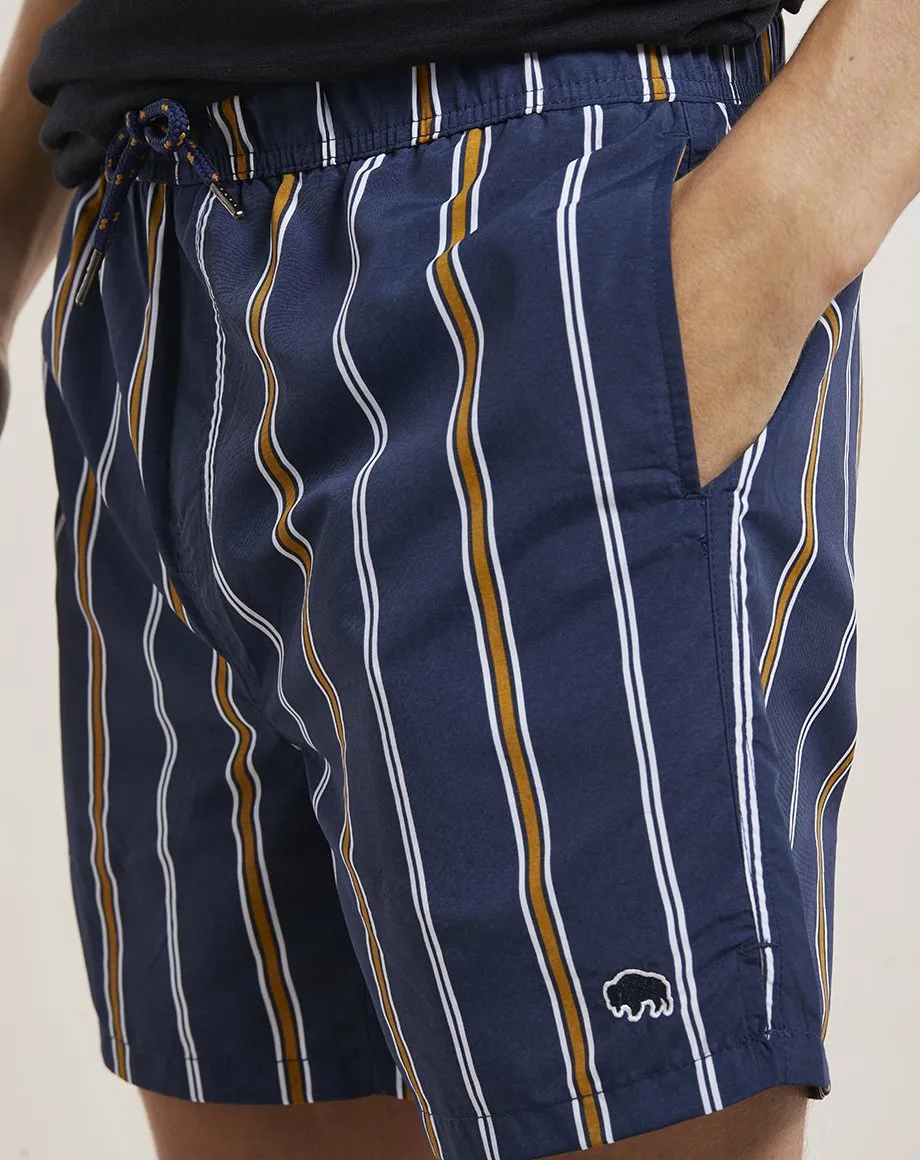 PRETO STRIPED MENS SWIM SHORTS | NAVY