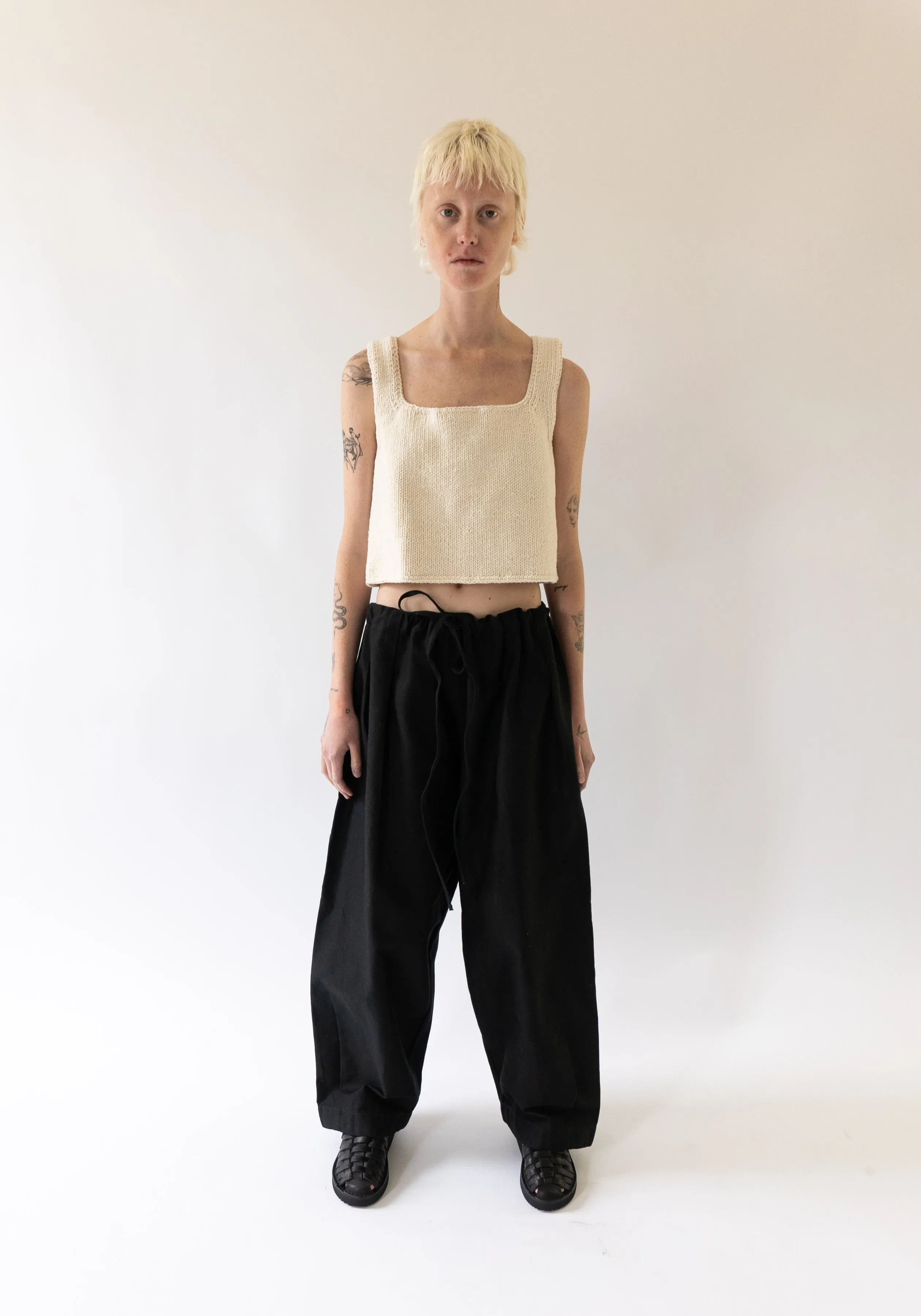 Puffy Pleated Pants in Black