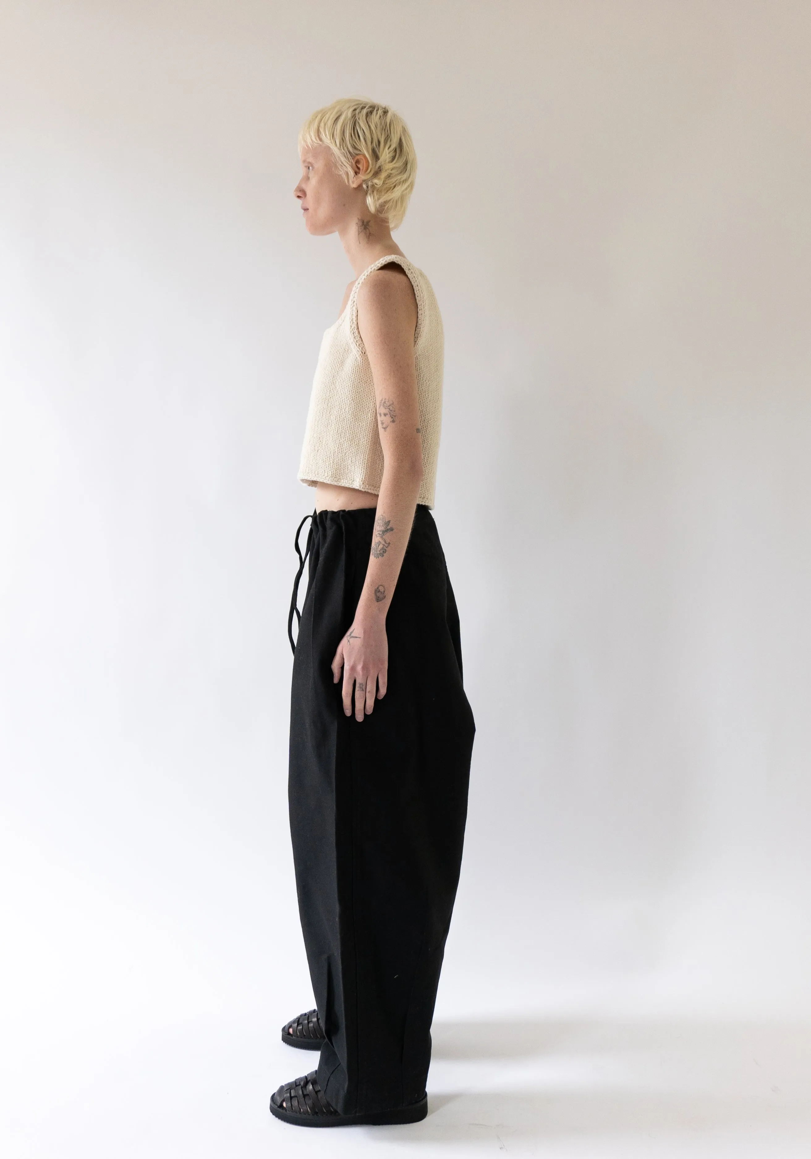 Puffy Pleated Pants in Black