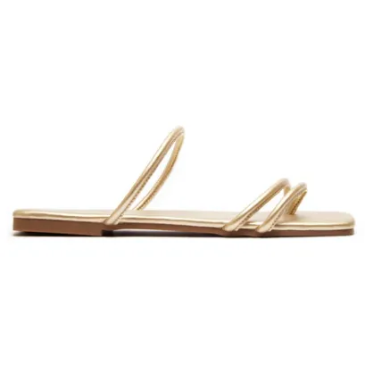 QUPID Flashy Champagne Strappy Sandal