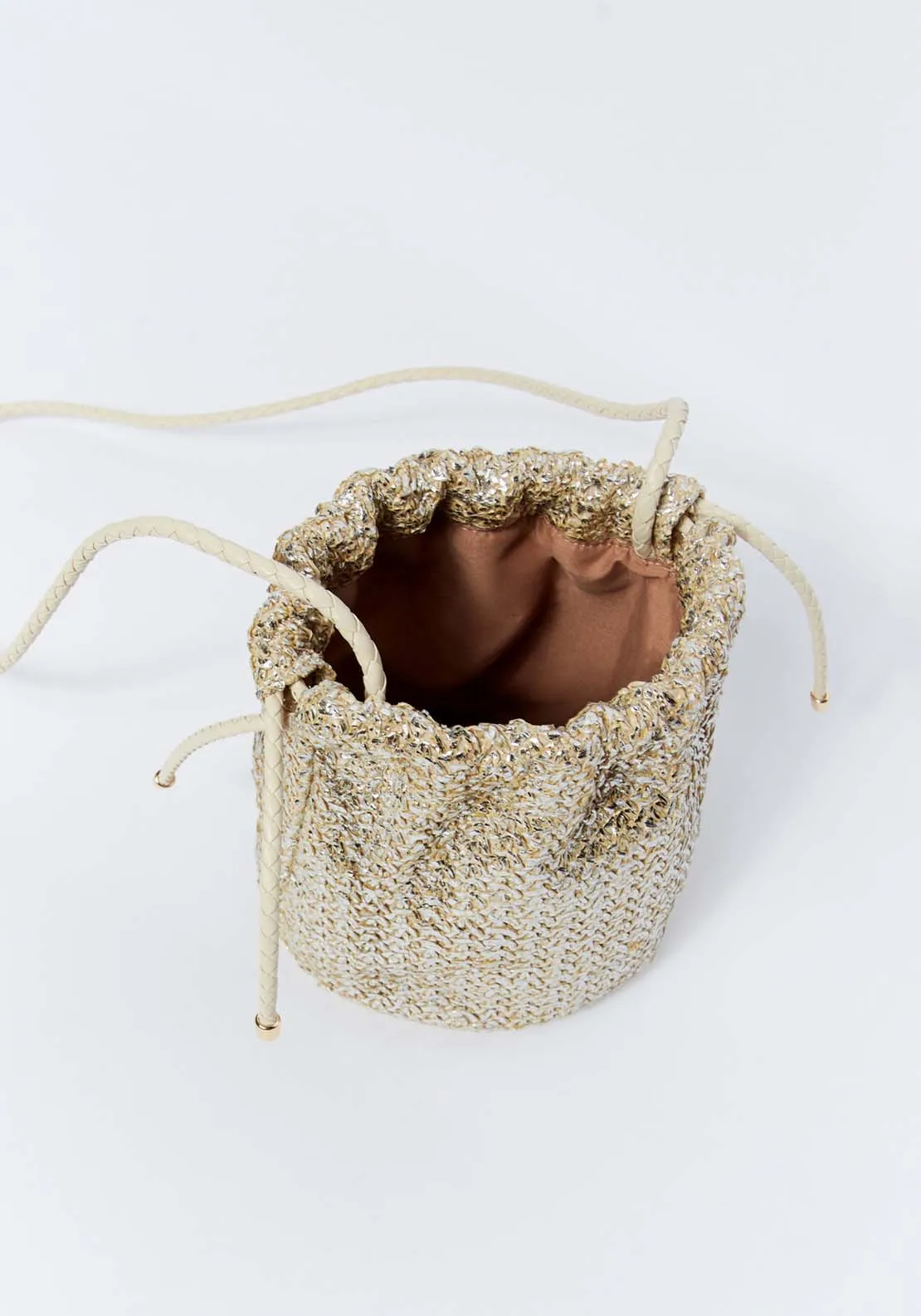 Raffia cord sack - Silver