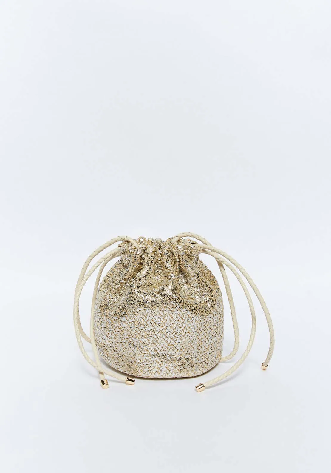 Raffia cord sack - Silver