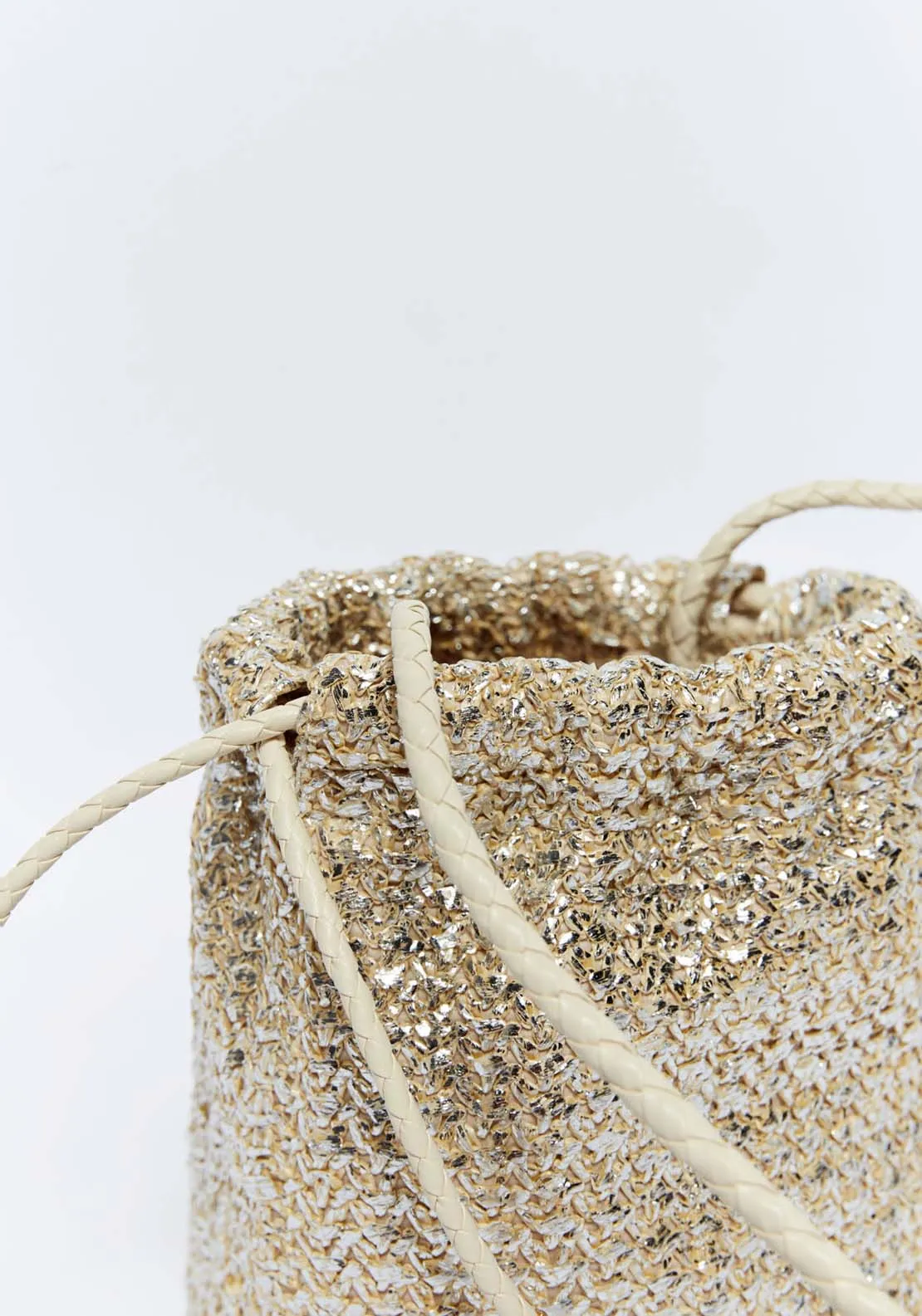 Raffia cord sack - Silver