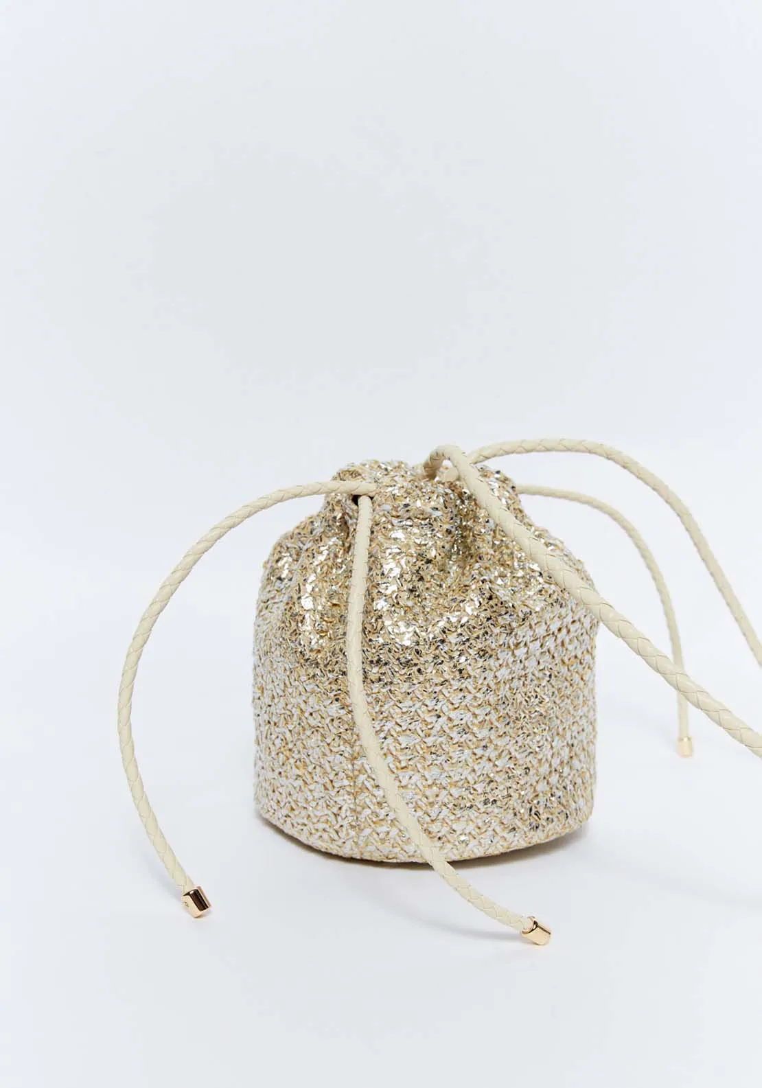 Raffia cord sack - Silver