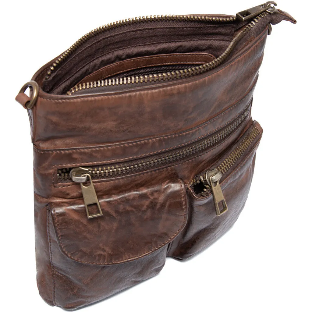 Raw and nice crossbody bag in soft leather / 15350 - Winter brown