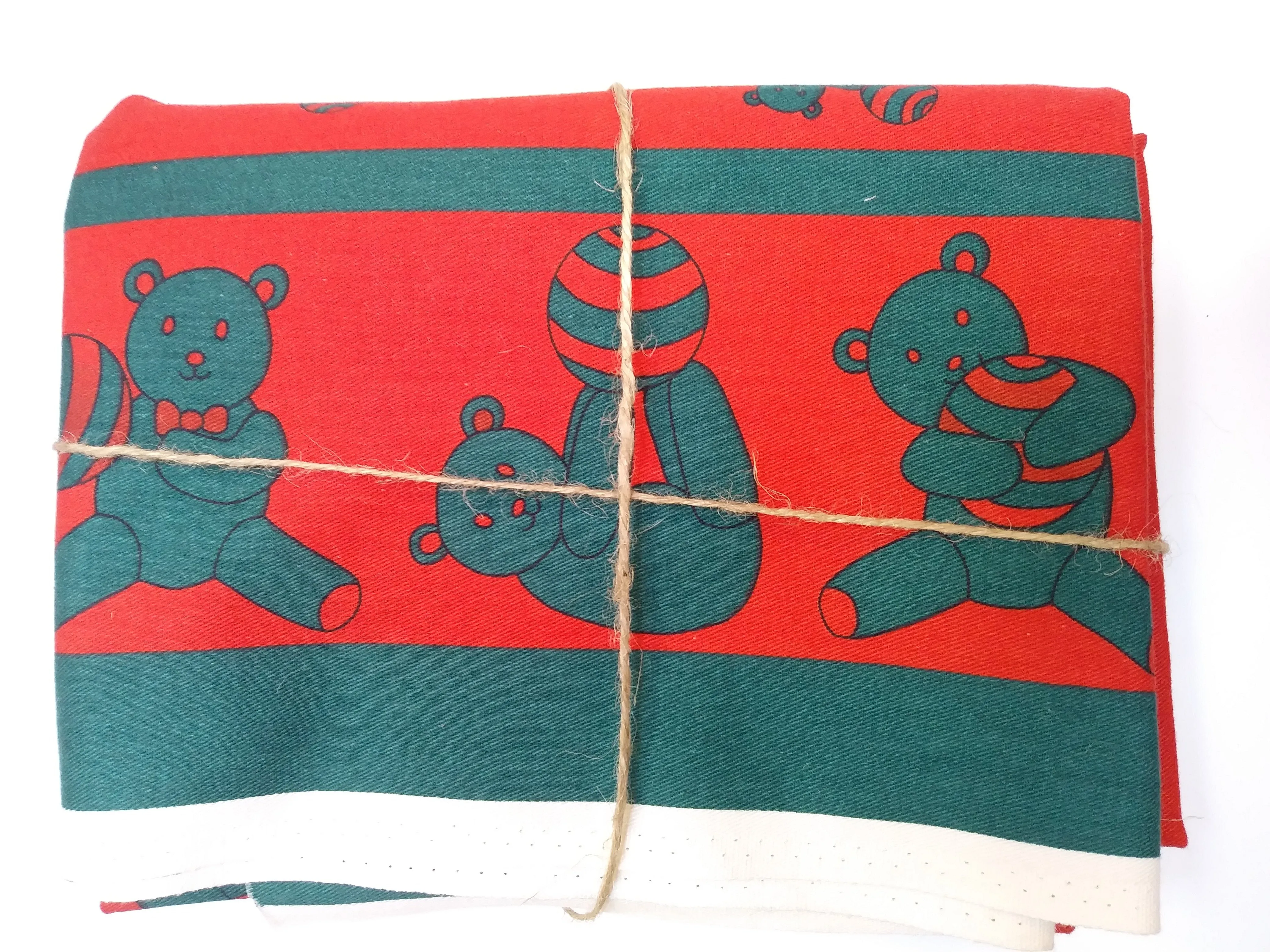 Red /Green teddy Fabric - Cotton Twill