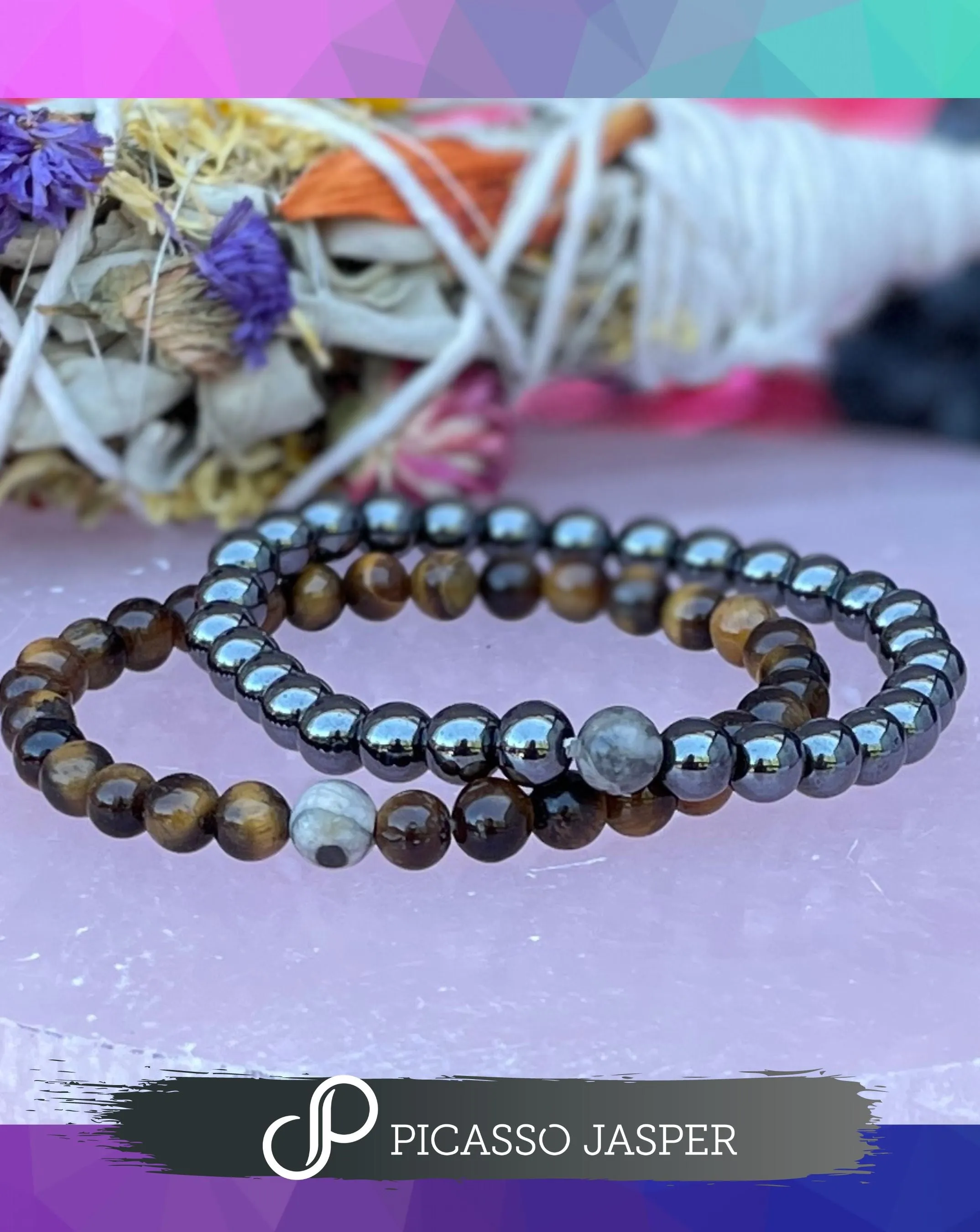 Reiki Infused: Protection, Grounding   Balance Bracelet Set