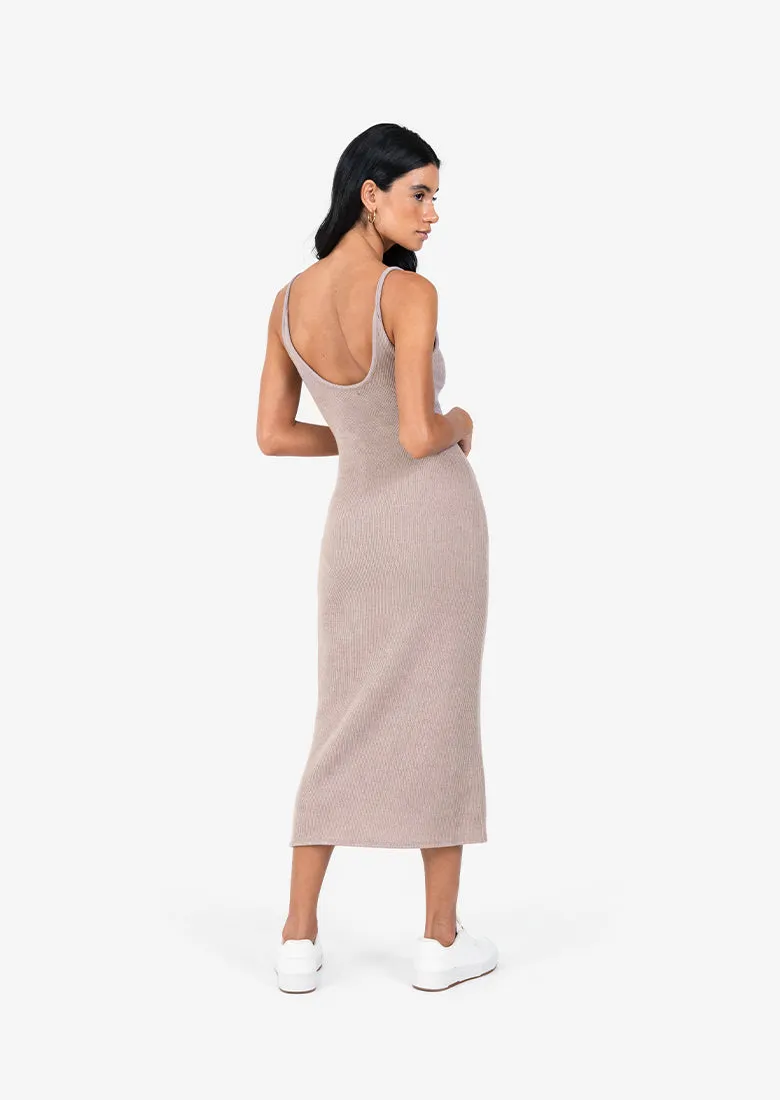 Rib Knit Lounge Dress Taupe