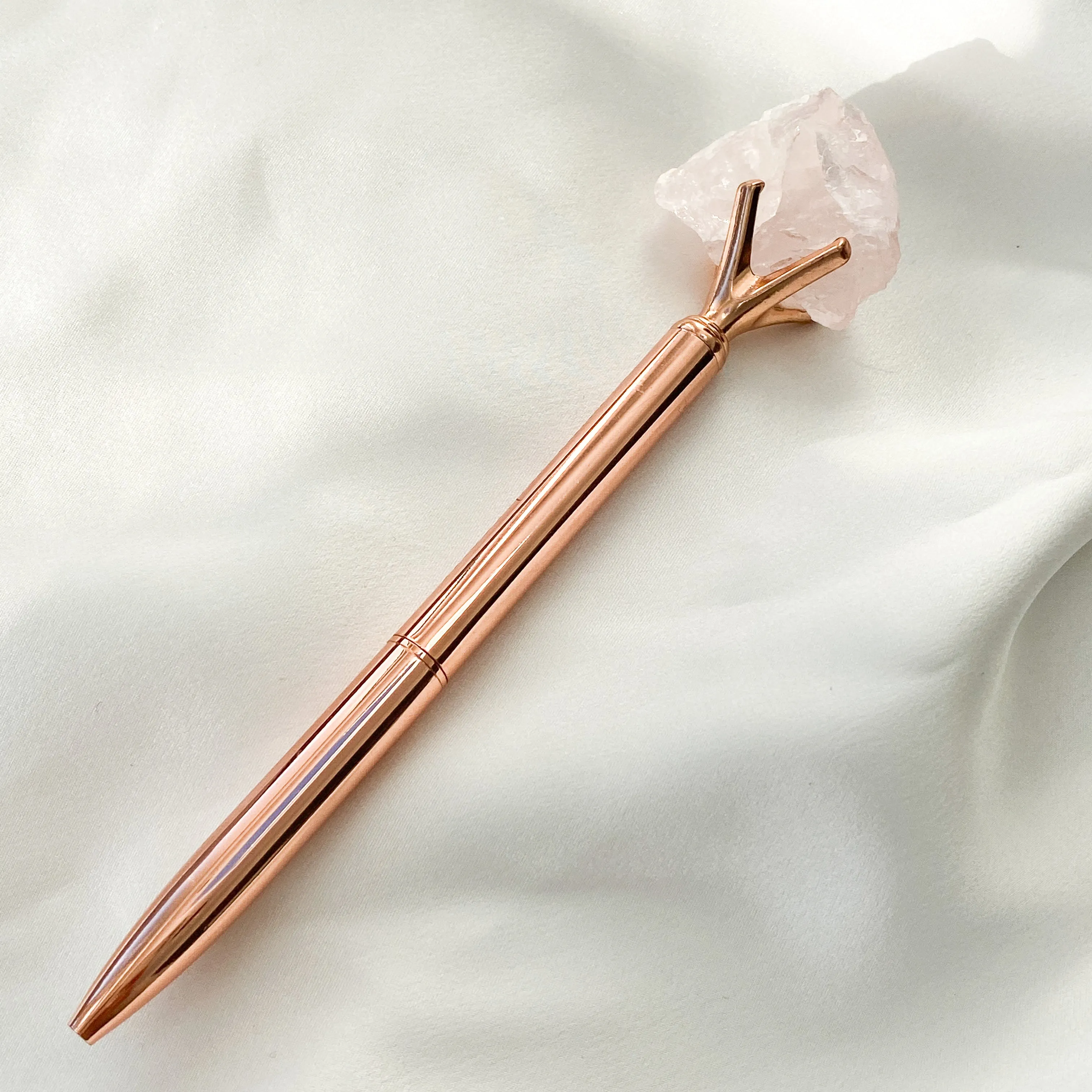 Rose Quartz Crystal Pen (Gold/ Silver/ Rose Gold)