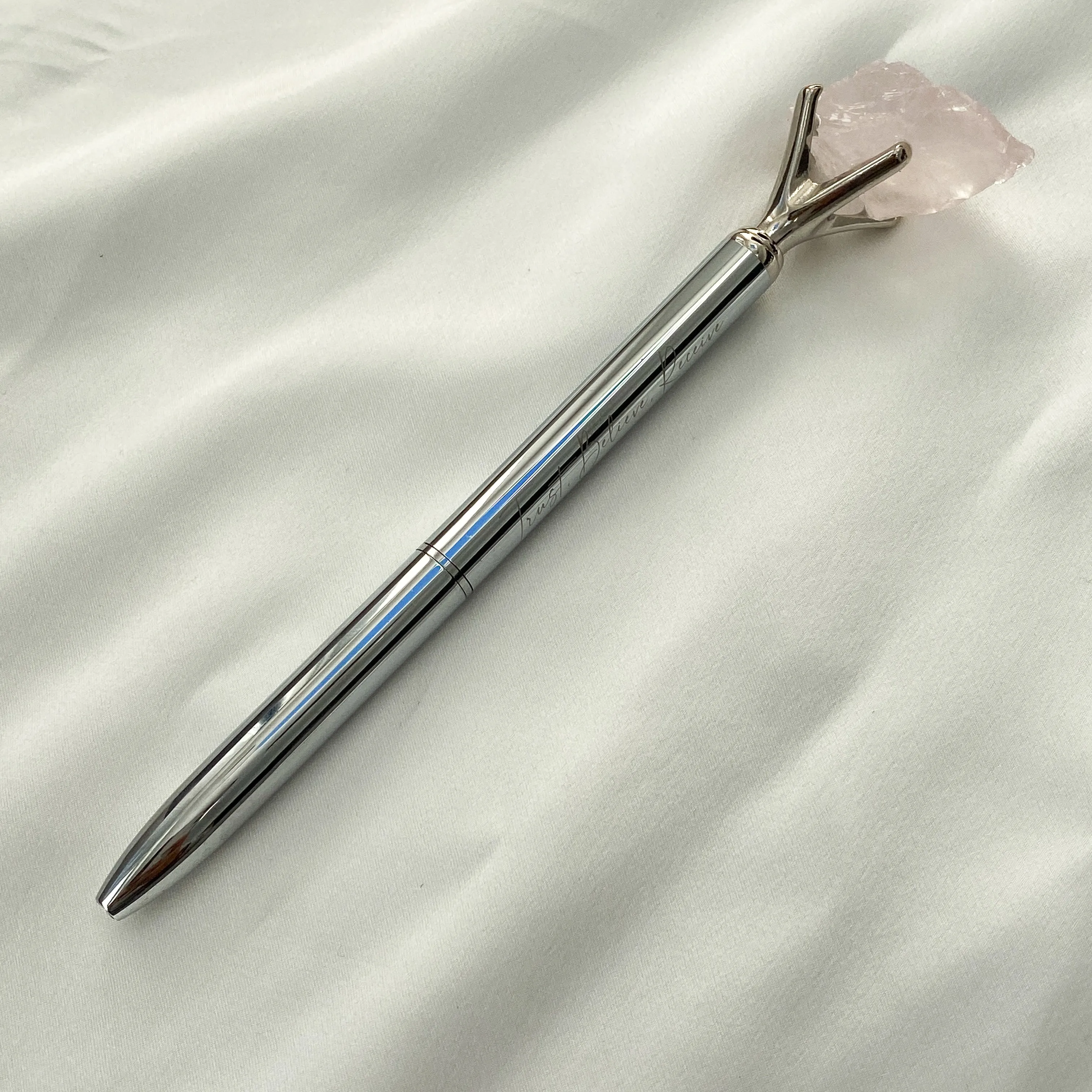 Rose Quartz Crystal Pen (Gold/ Silver/ Rose Gold)