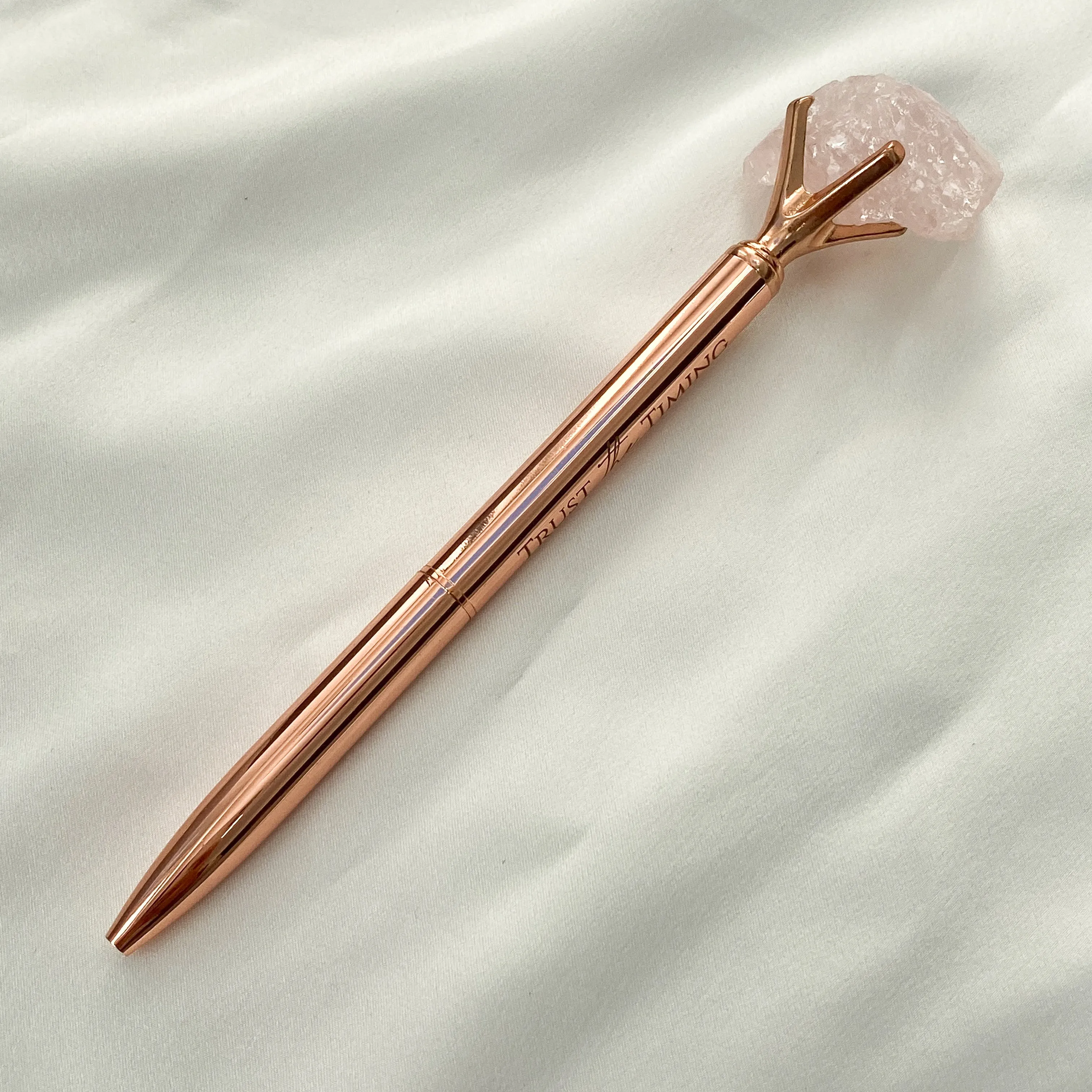 Rose Quartz Crystal Pen (Gold/ Silver/ Rose Gold)