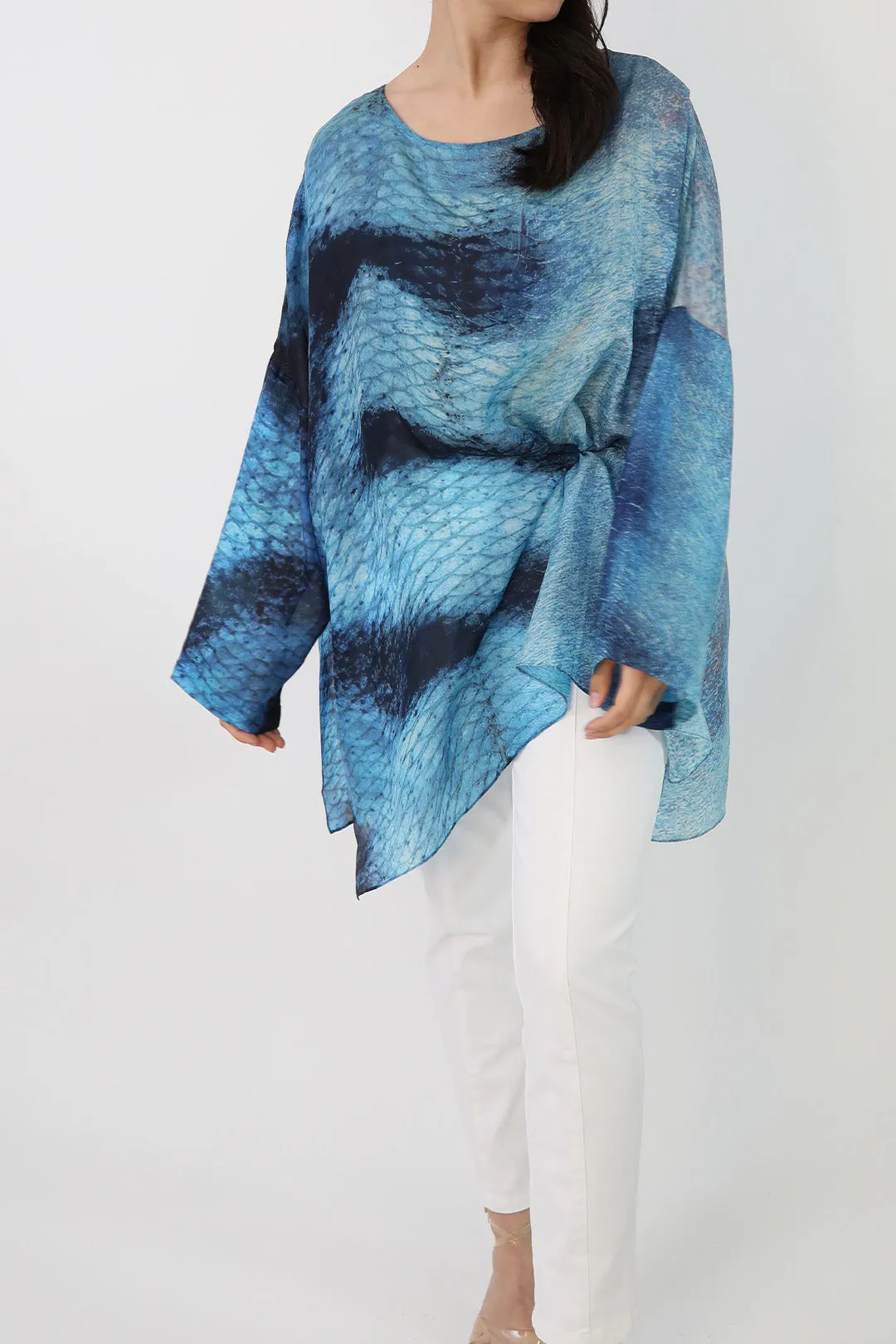 SAMIRA ONE-SIZE TUNIC IN  LIGHTWEIGHT PRINTED SILK VOILE SEASIDE