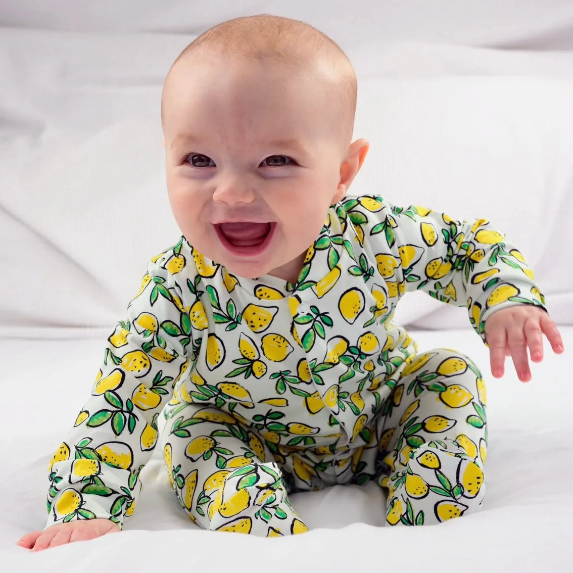 Sicilian Lemon print cotton sleepsuit