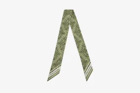 Silk Skinny Scarf - Pistachio Geometric Print