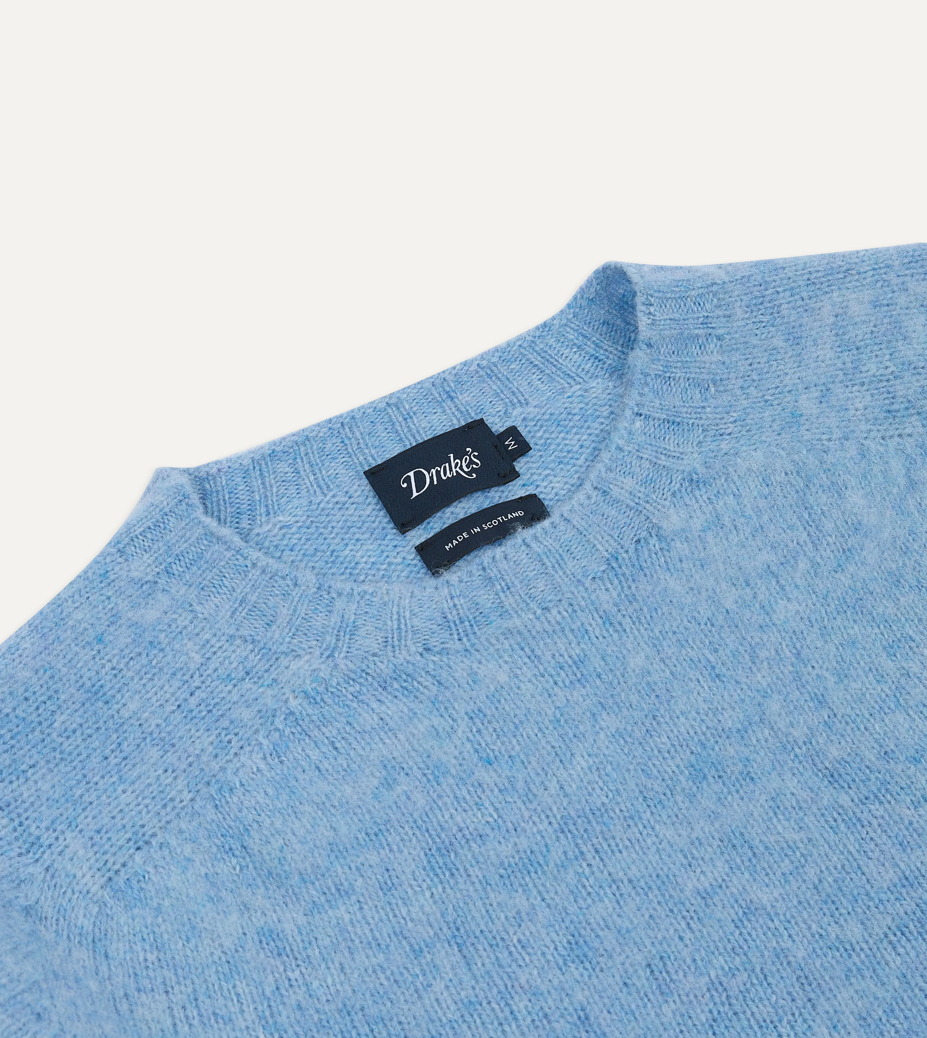 Sky Blue Brushed Shetland Crew Neck Jumper